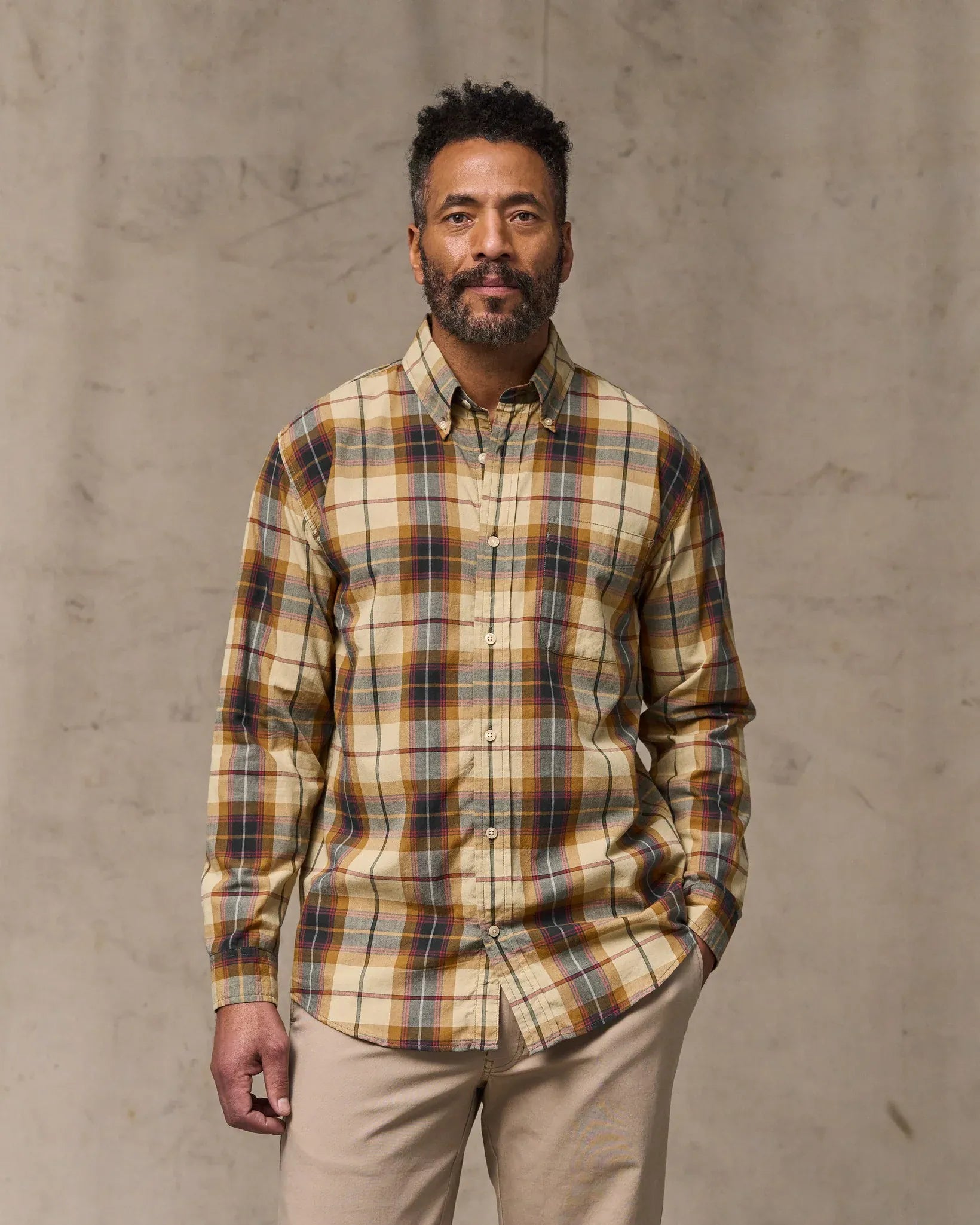 Filson Sport Shirts Madras Button-Down Shirt in Tan