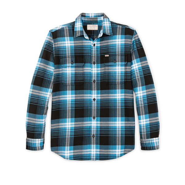 Filson Sport Shirts Vintage Flannel Work Shirt- Blue/Black/Multi Plaid