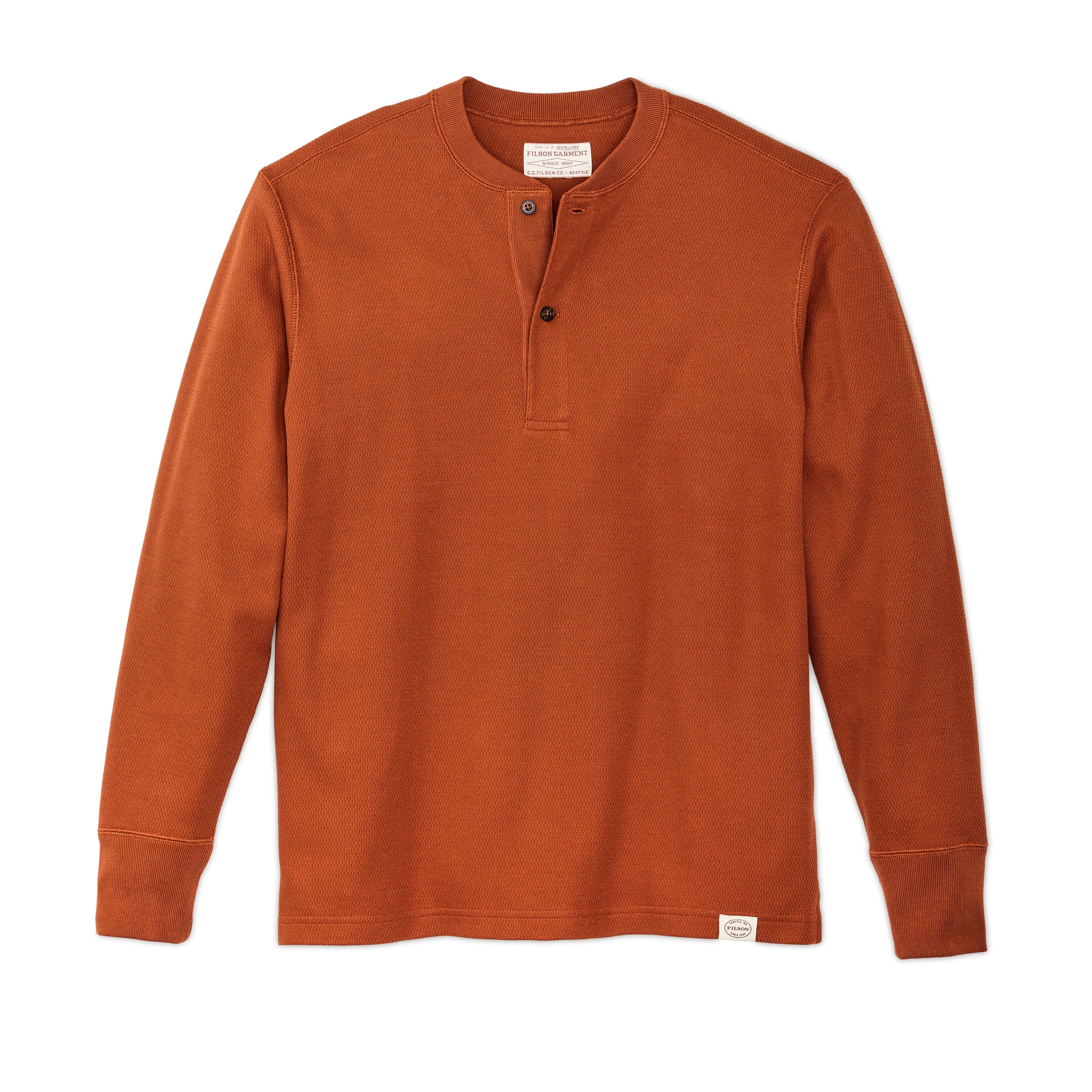 Filson Sport Shirts Waffle Knit Henley- Rust