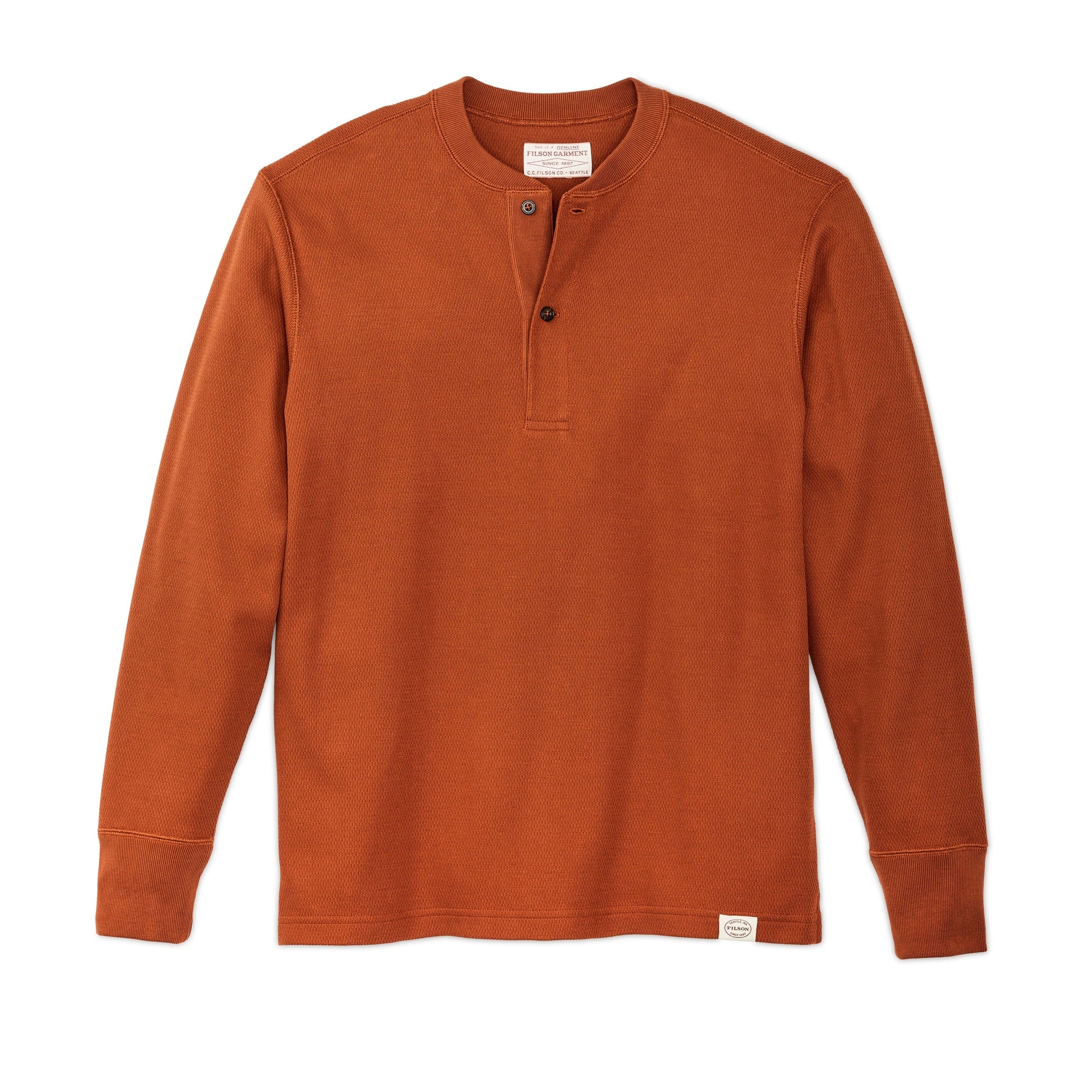 Filson Sport Shirts Waffle Knit Henley- Rust
