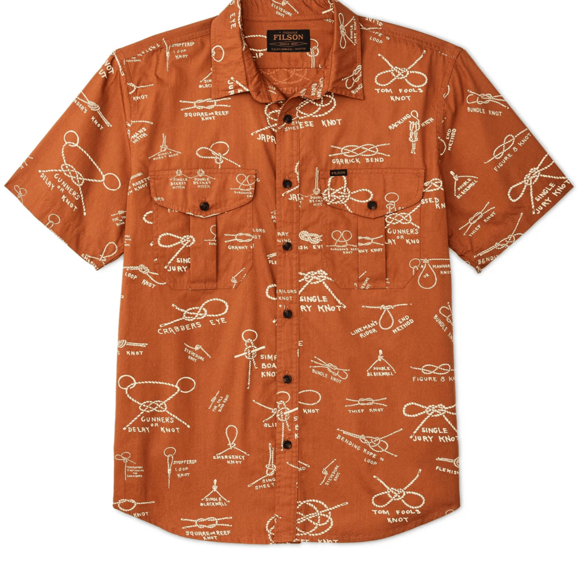 Filson Sport Shirts Washed Short Sleeve Feather Cloth Shirt in Bourbon