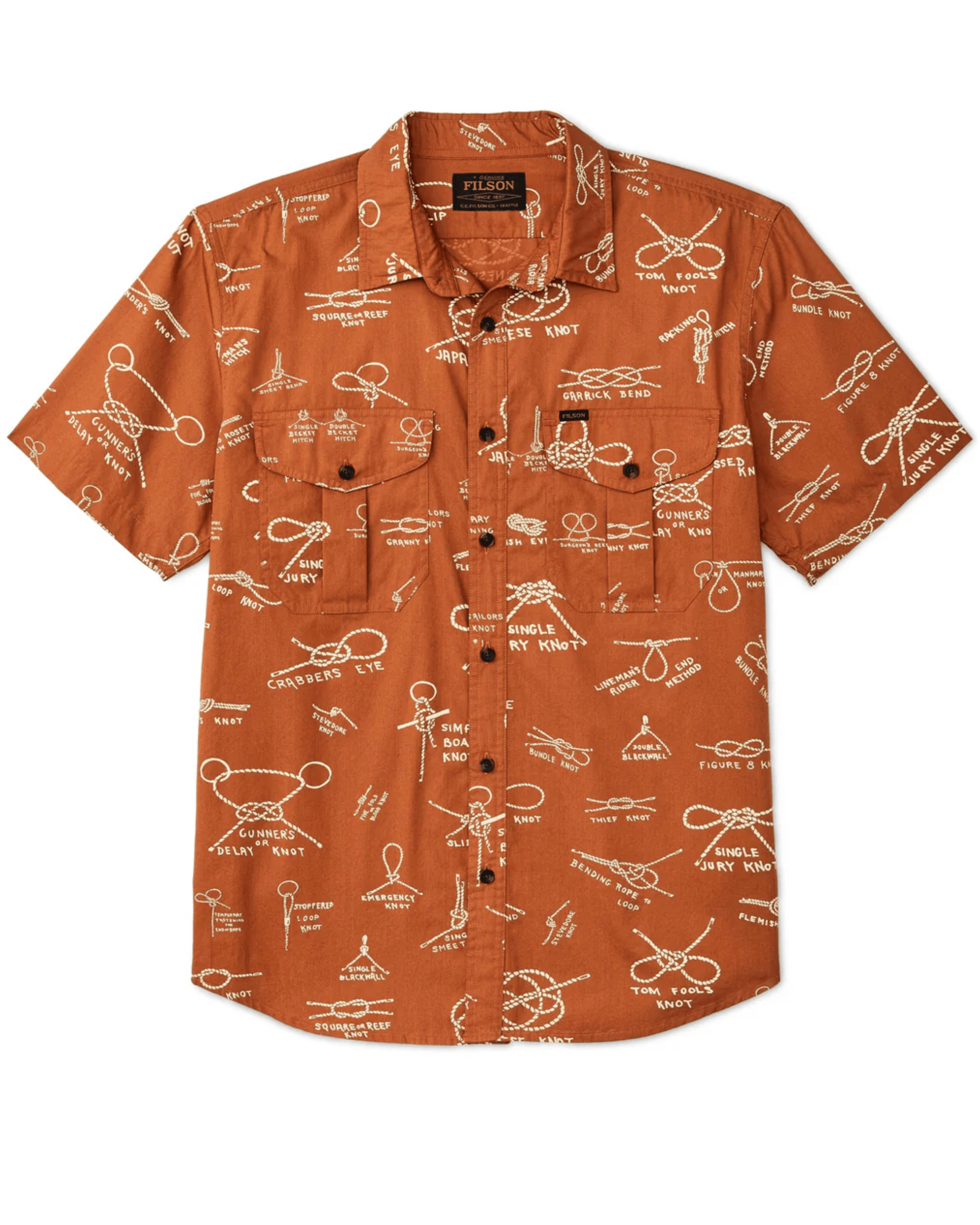Filson Sport Shirts Washed Short Sleeve Feather Cloth Shirt in Bourbon