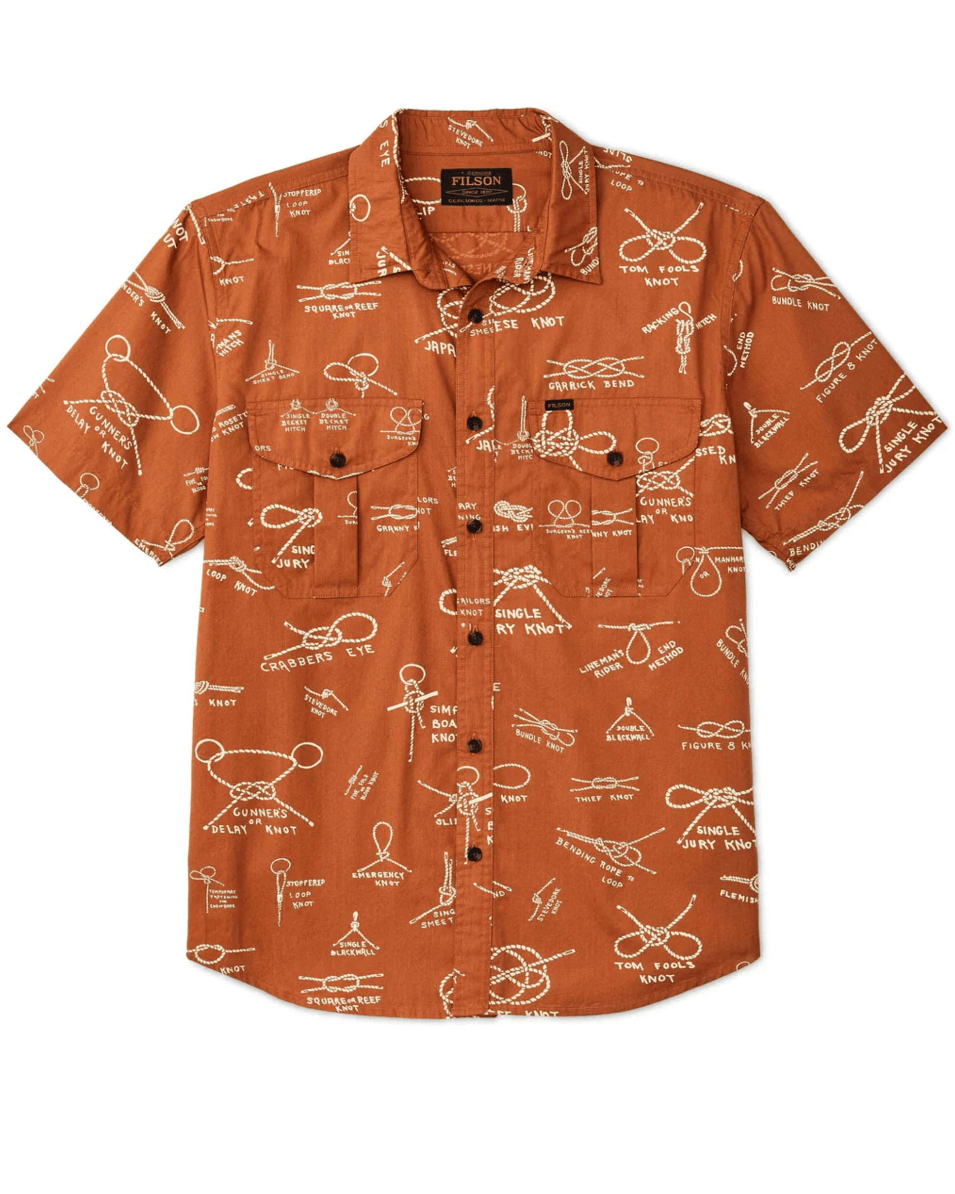 Filson Sport Shirts Washed Short Sleeve Feather Cloth Shirt in Bourbon