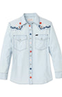 Filson Sport Shirts Women's Embroidered Western Shirt- Light Indigo Chambray / Stars