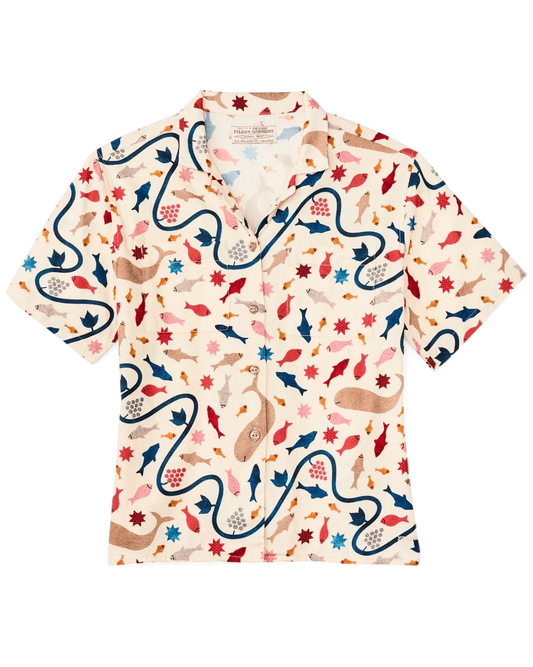 Filson Sport Shirts Women's Short Sleeve Camp Shirt - Whale Print