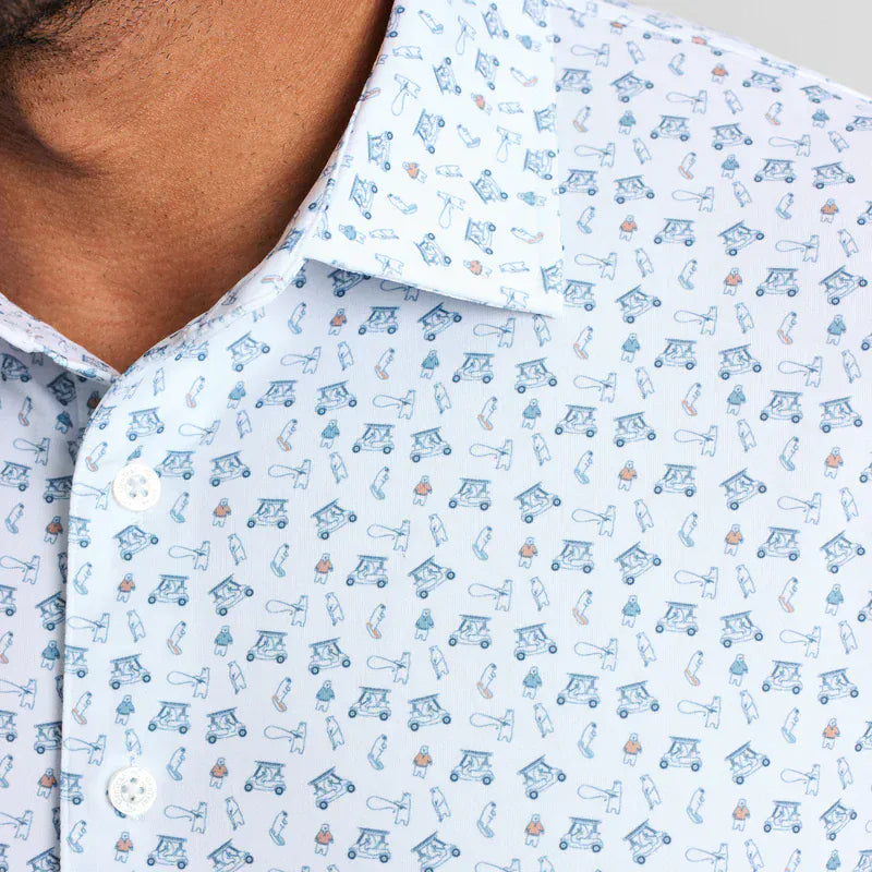 Gen Teal Apparel Polos Stream Green Printed Performance Polo