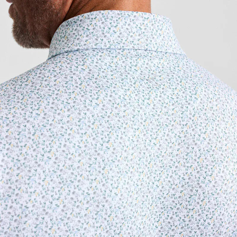 Gen Teal Apparel Polos Sweatered Stag Printed Performance Polo