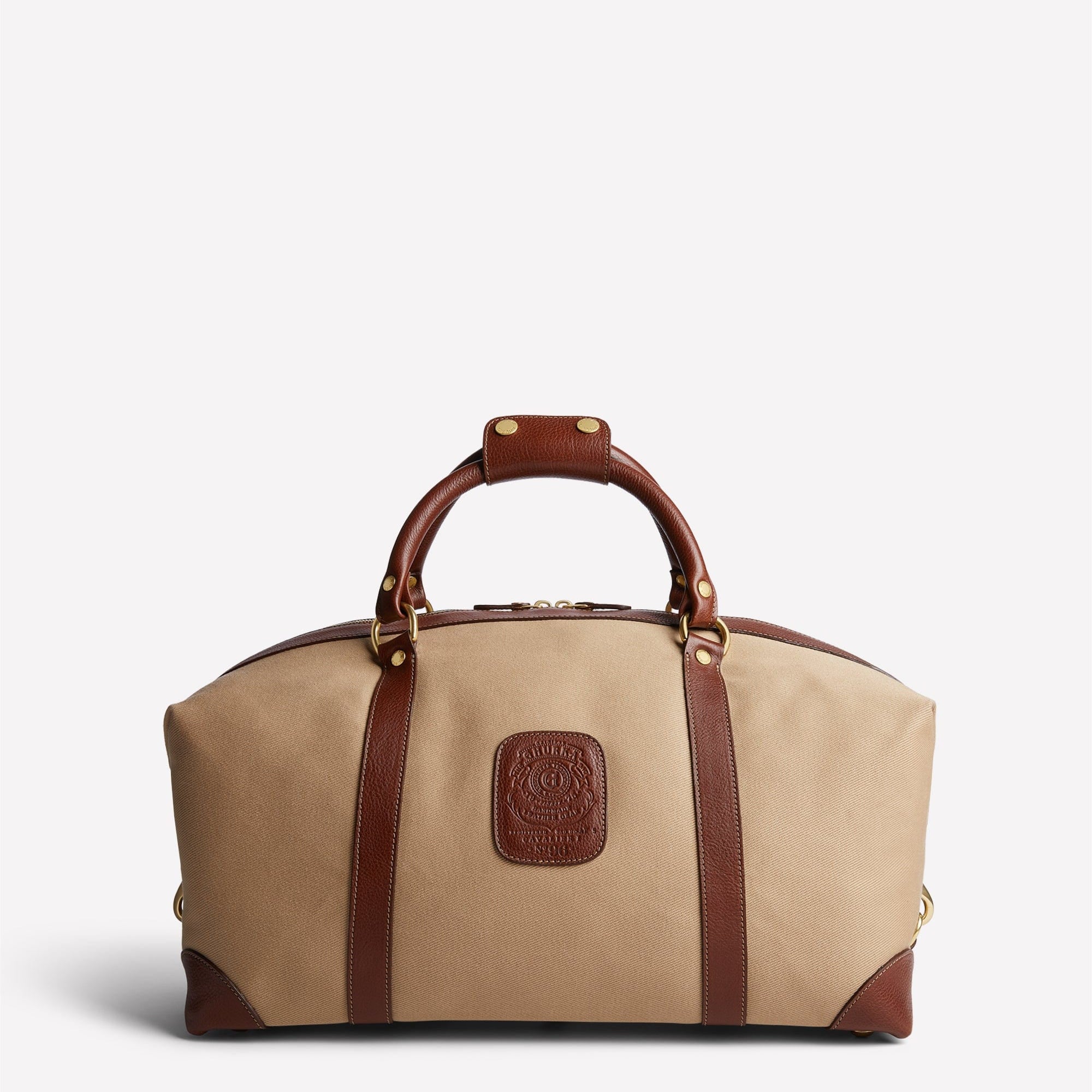 Ghurka Luggage Cavalier I No. 96- Khaki Twill & Vintage Chestnut Leather