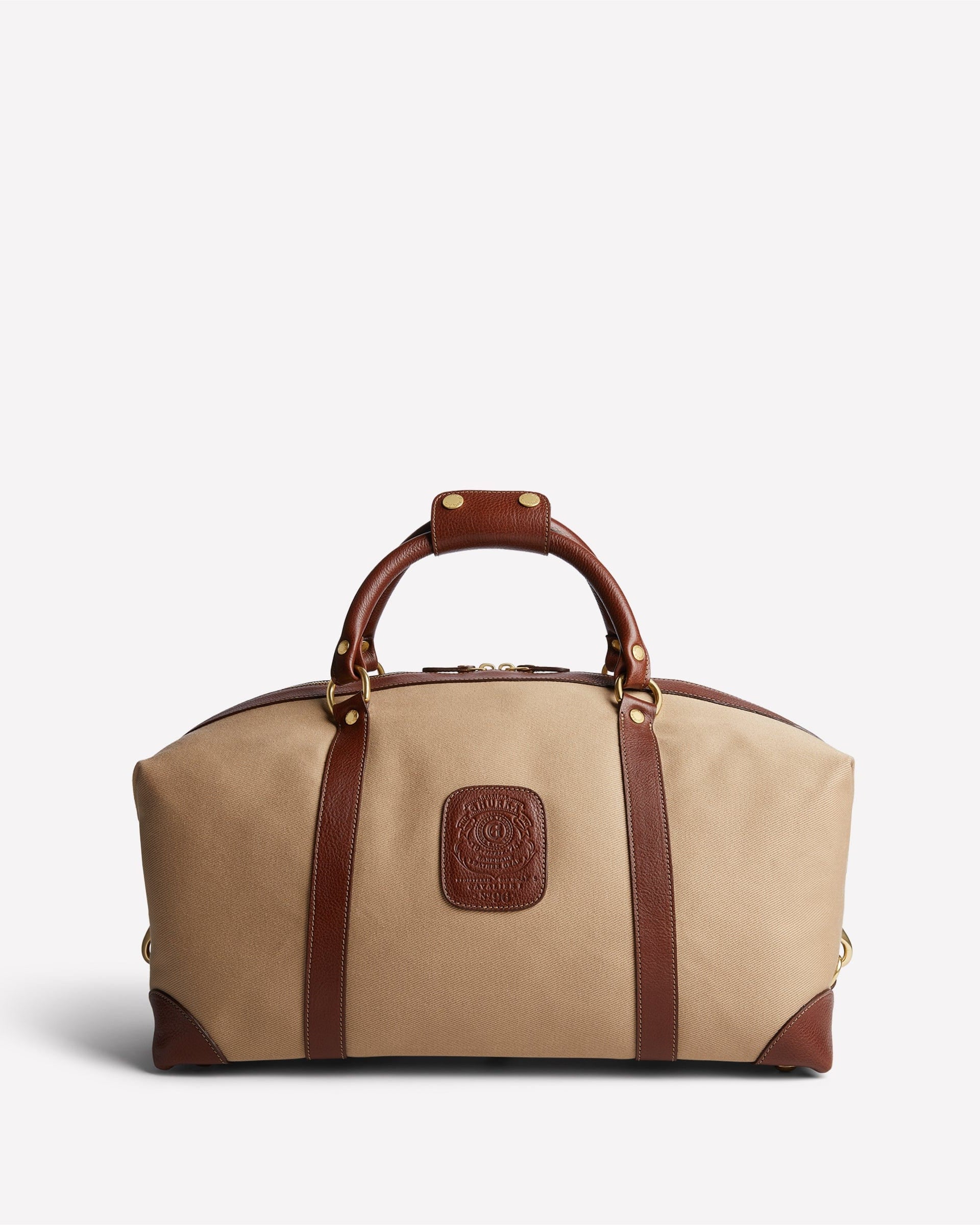 Ghurka Luggage Cavalier I No. 96- Khaki Twill & Vintage Chestnut Leather
