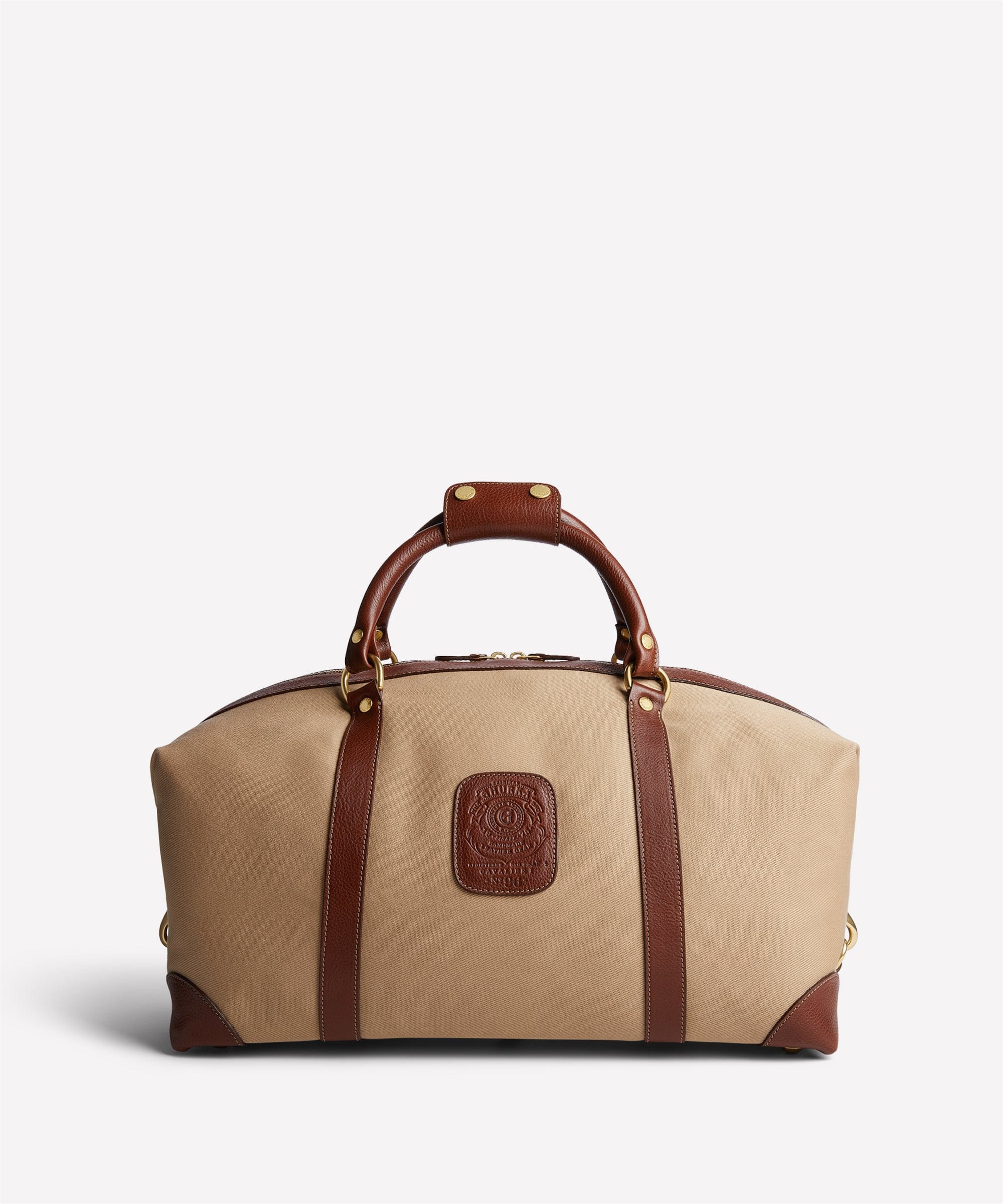 Ghurka Luggage Cavalier I No. 96- Khaki Twill & Vintage Chestnut Leather