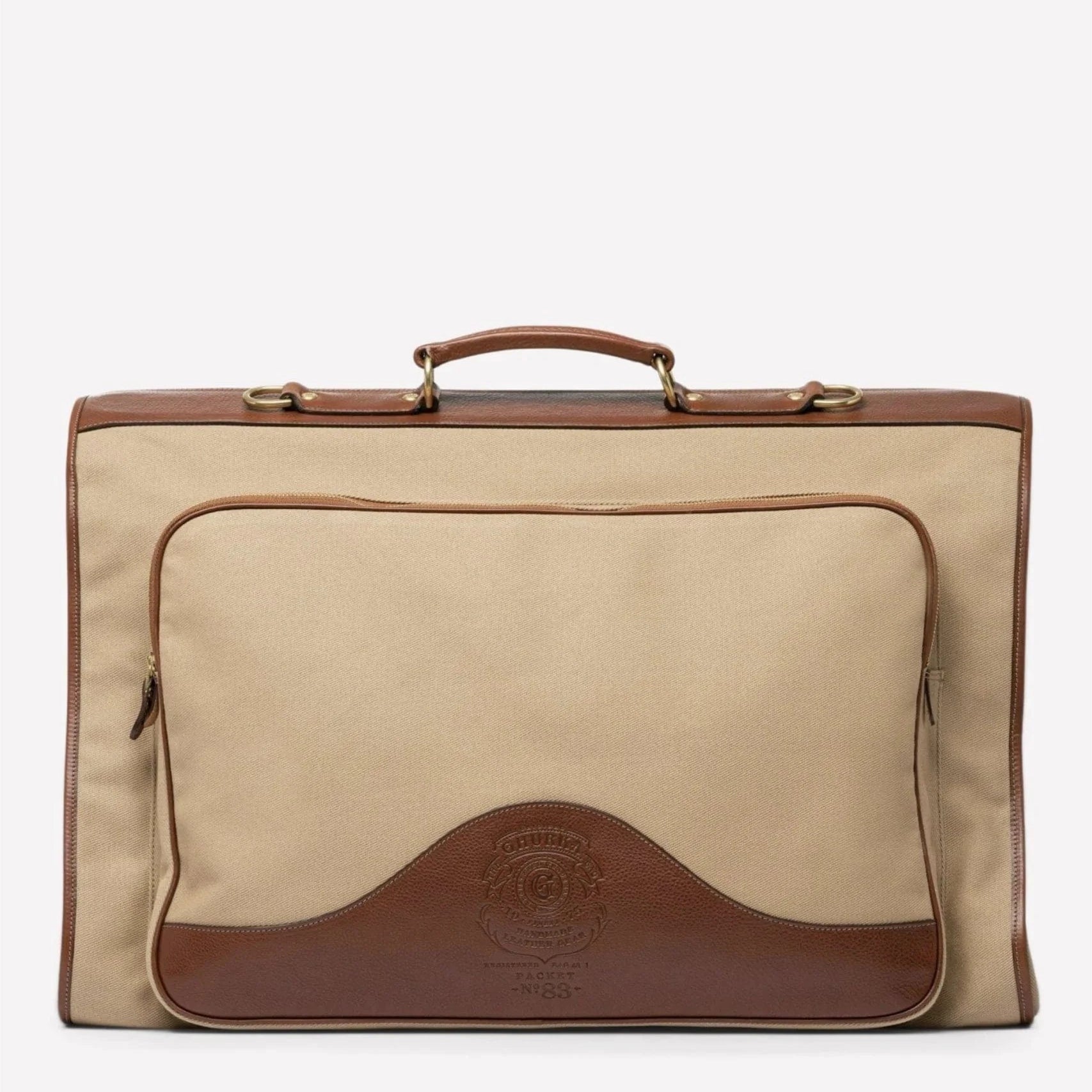 Ghurka Luggage Packet No. 83 - Khaki Twill & Vintage Chestnut Leather