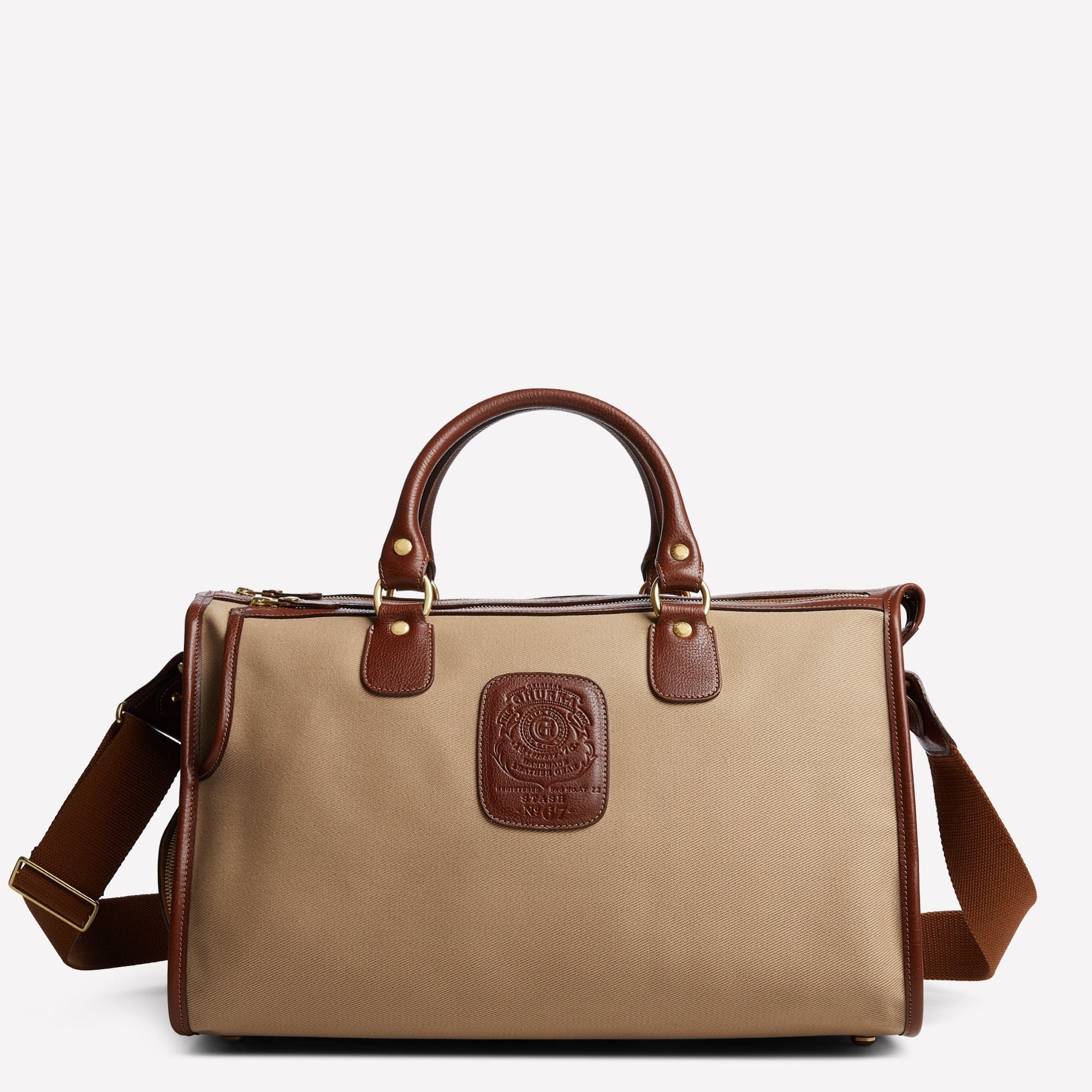 Ghurka Luggage Stash No. 67 - Khaki Twill & Vintage Chestnut Leather