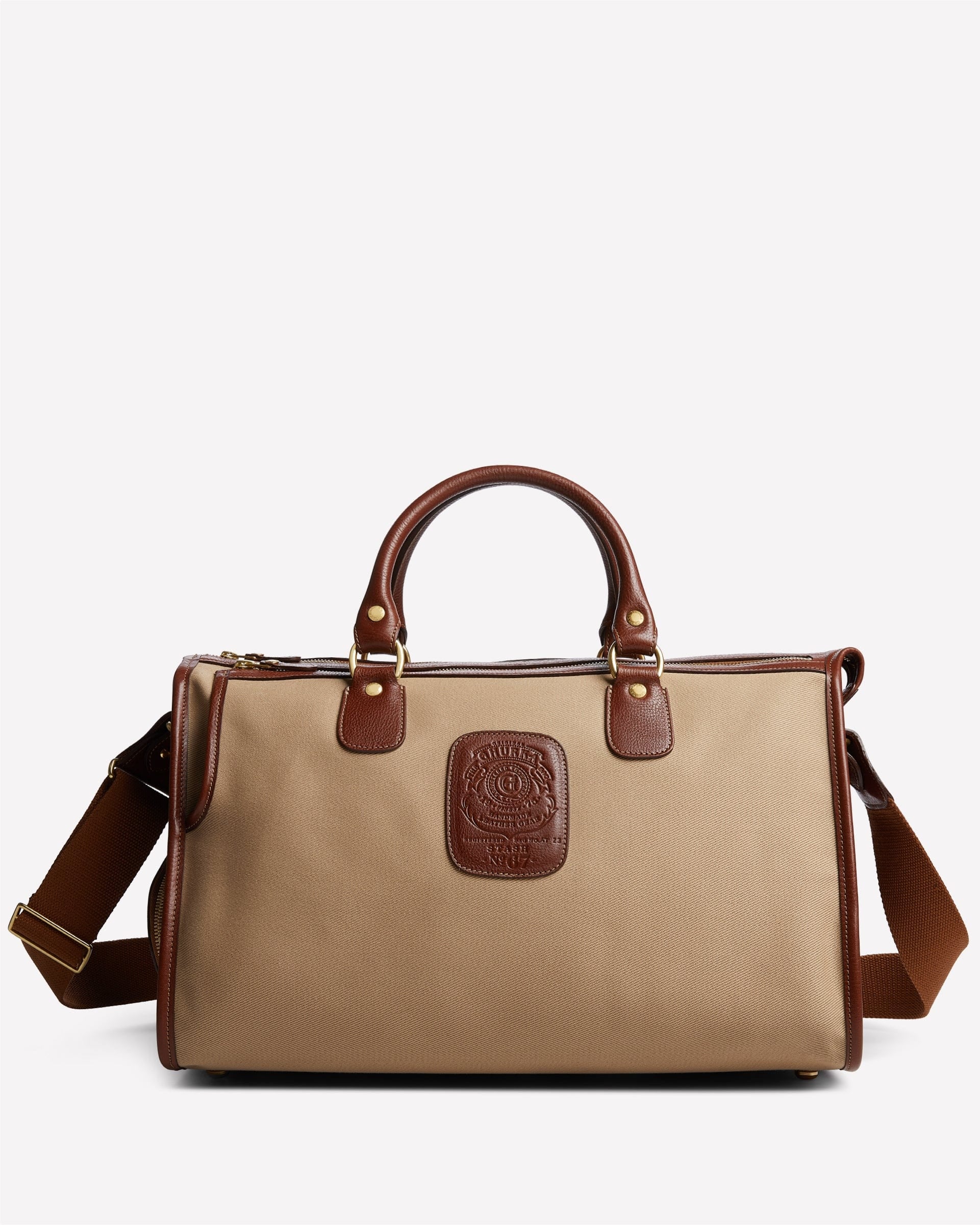 Ghurka Luggage Stash No. 67 - Khaki Twill & Vintage Chestnut Leather