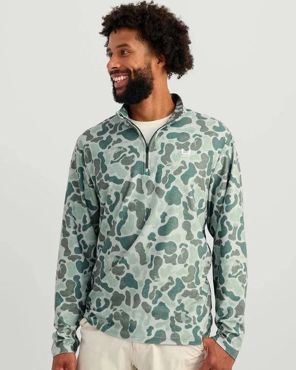 HUK 1/4 Zip 013 / S KC Print Leeward Lightweight Fleece 1/4 Zip