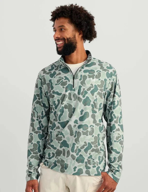 HUK 1/4 Zip 013 / S KC Print Leeward Lightweight Fleece 1/4 Zip