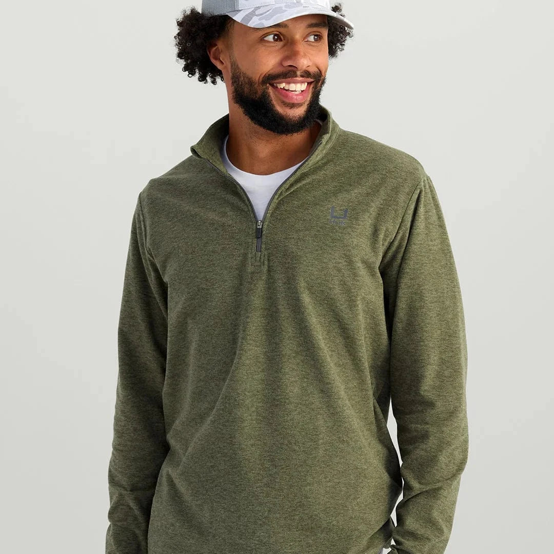 Huk 1/4 Zip Moss Heather / S Leeward Lightweight Fleece 1/4 Zip