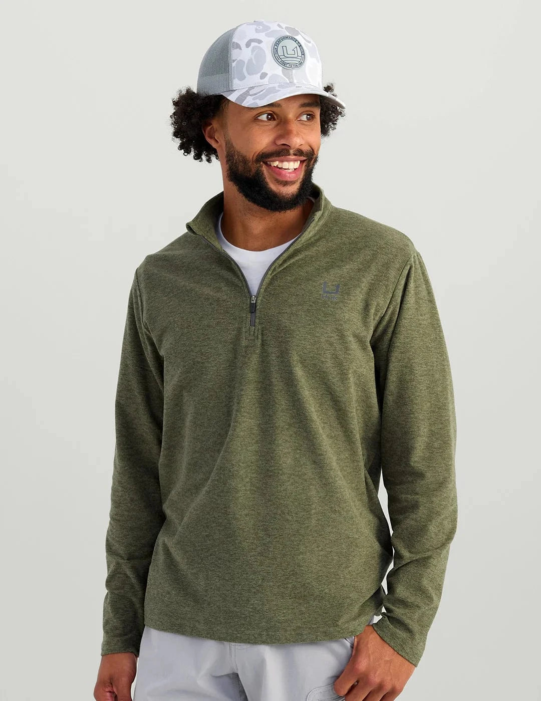 Huk 1/4 Zip Moss Heather / S Leeward Lightweight Fleece 1/4 Zip