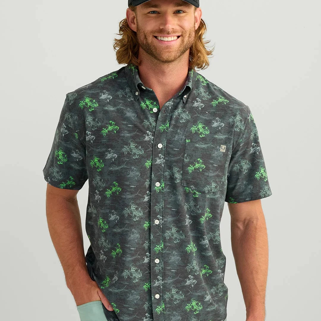Huk Sport Shirts Kona Button-Down - Black Flying High