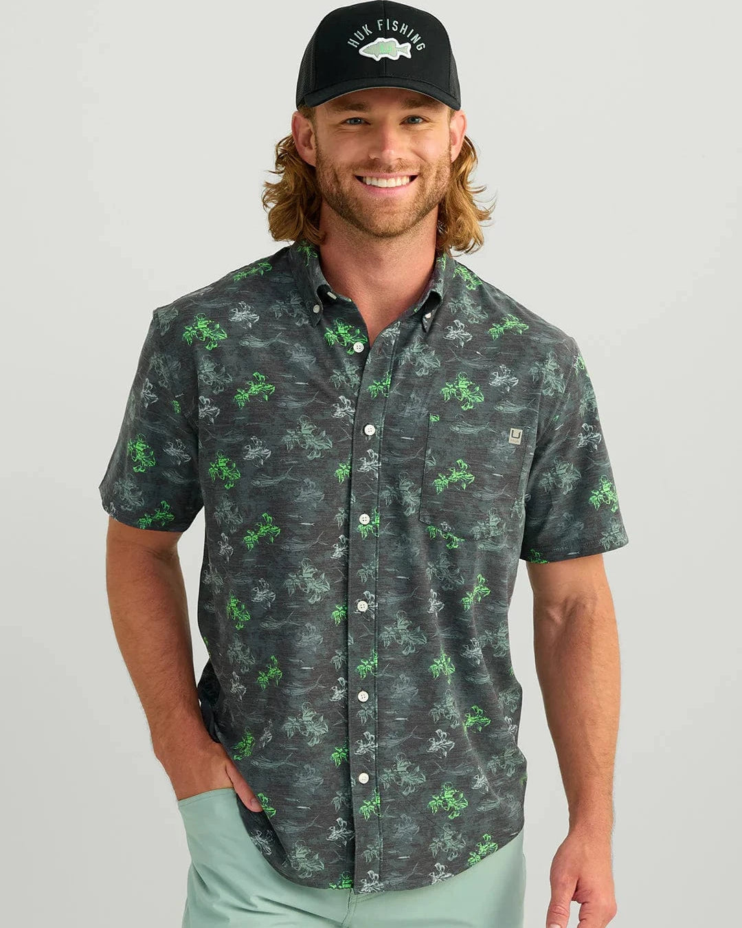 Huk Sport Shirts Kona Button-Down - Black Flying High