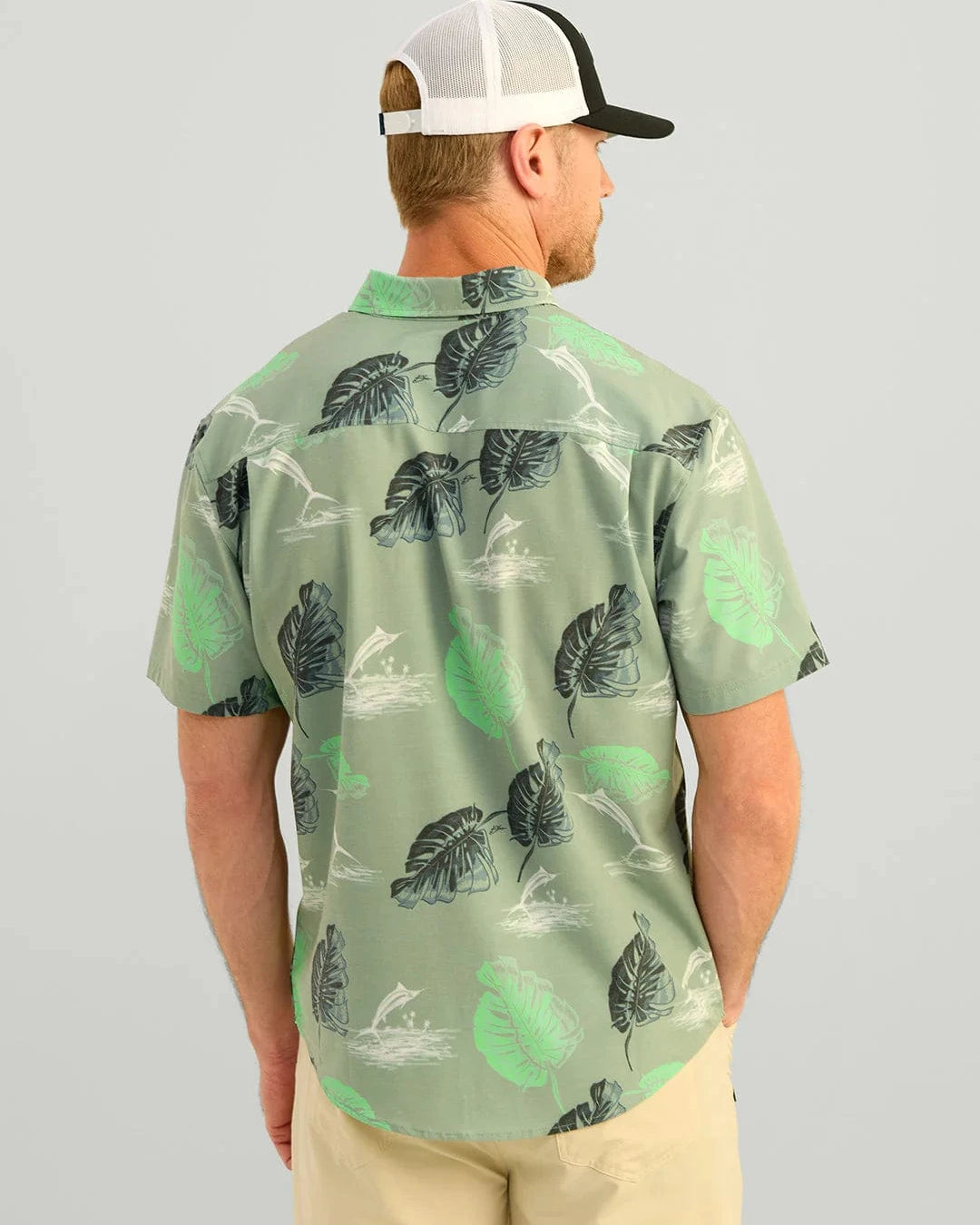 Huk Sport Shirts Kona Button-Down - Fog Green Island Dreaming