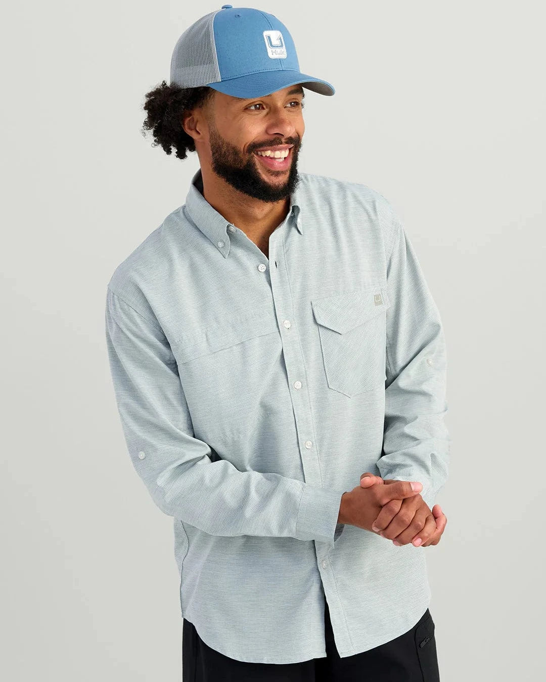 HUK Sport Shirts North Atlantic Heather / S Tide Point Heathered Ripstop Button-Down