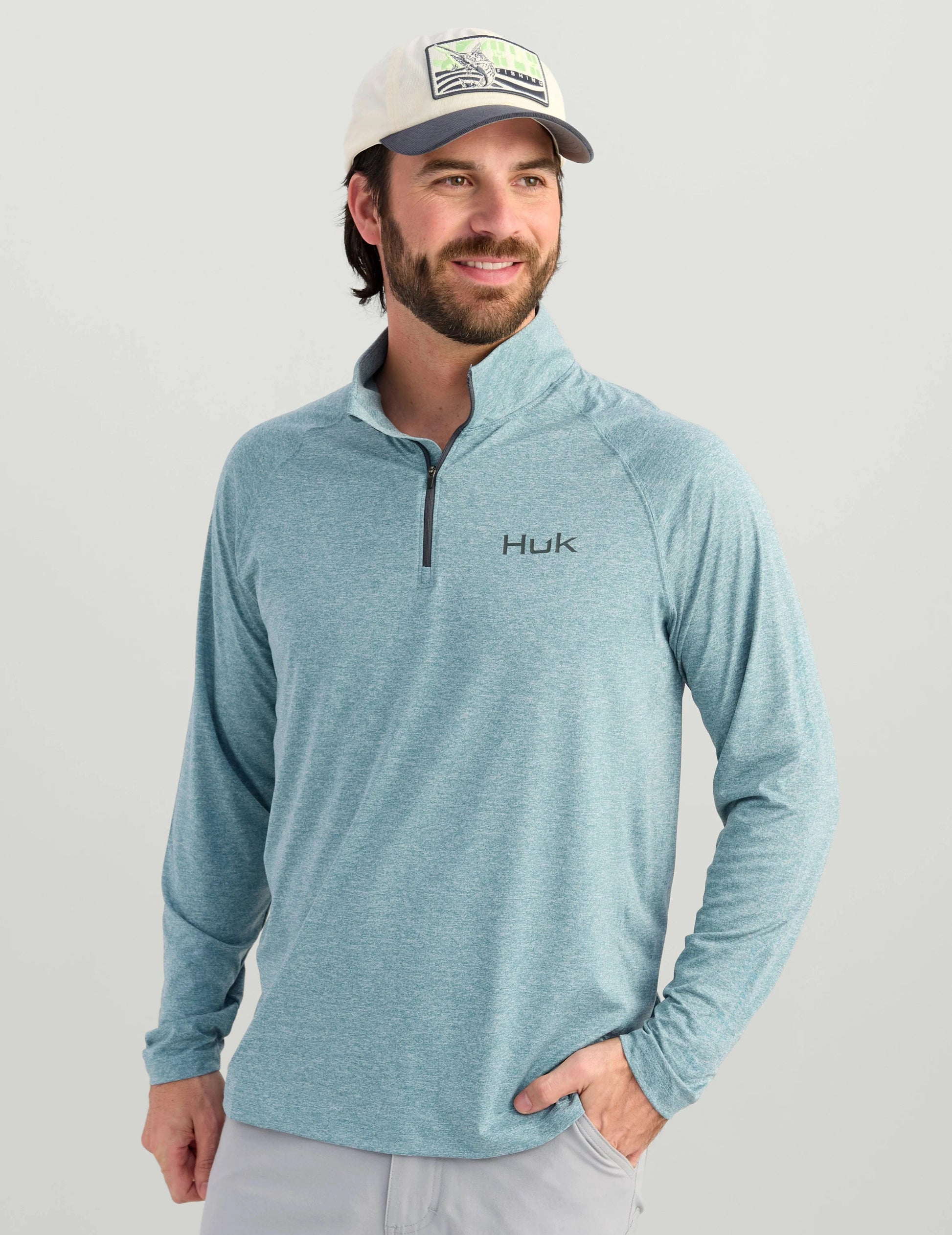 HUK Sweaters Airweight Heather 1/4 Zip