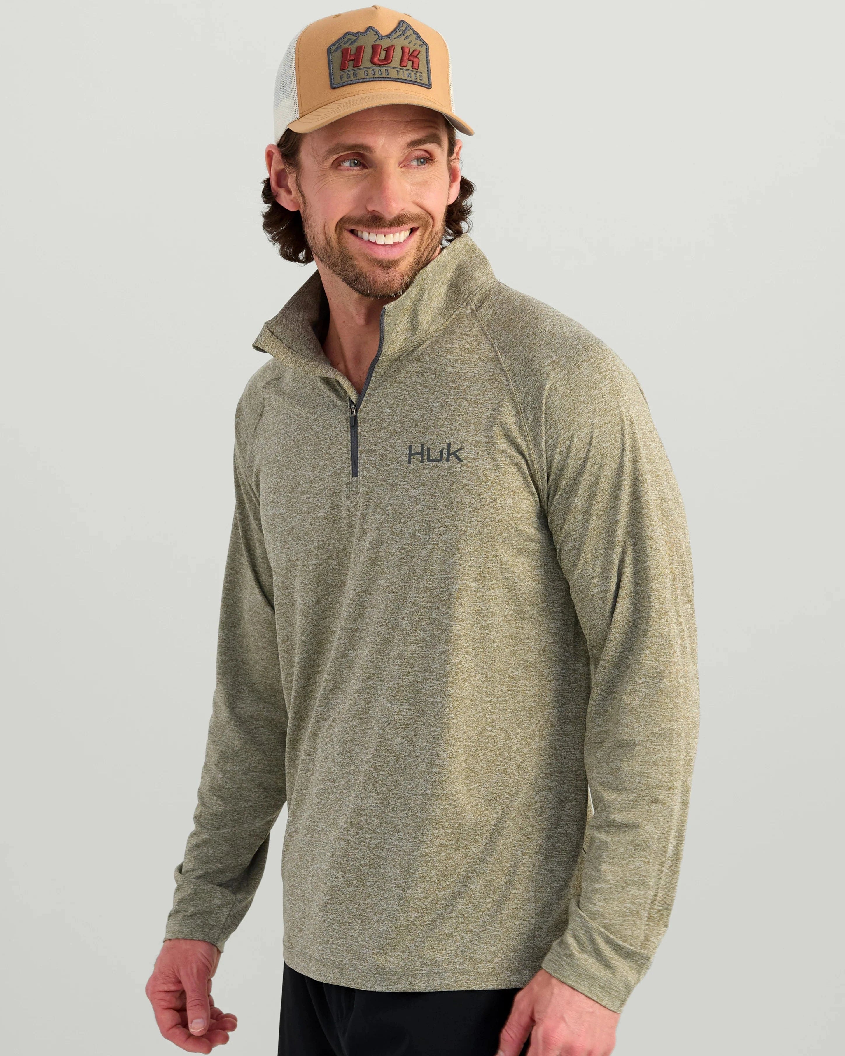 HUK Sweaters Airweight Heather 1/4 Zip