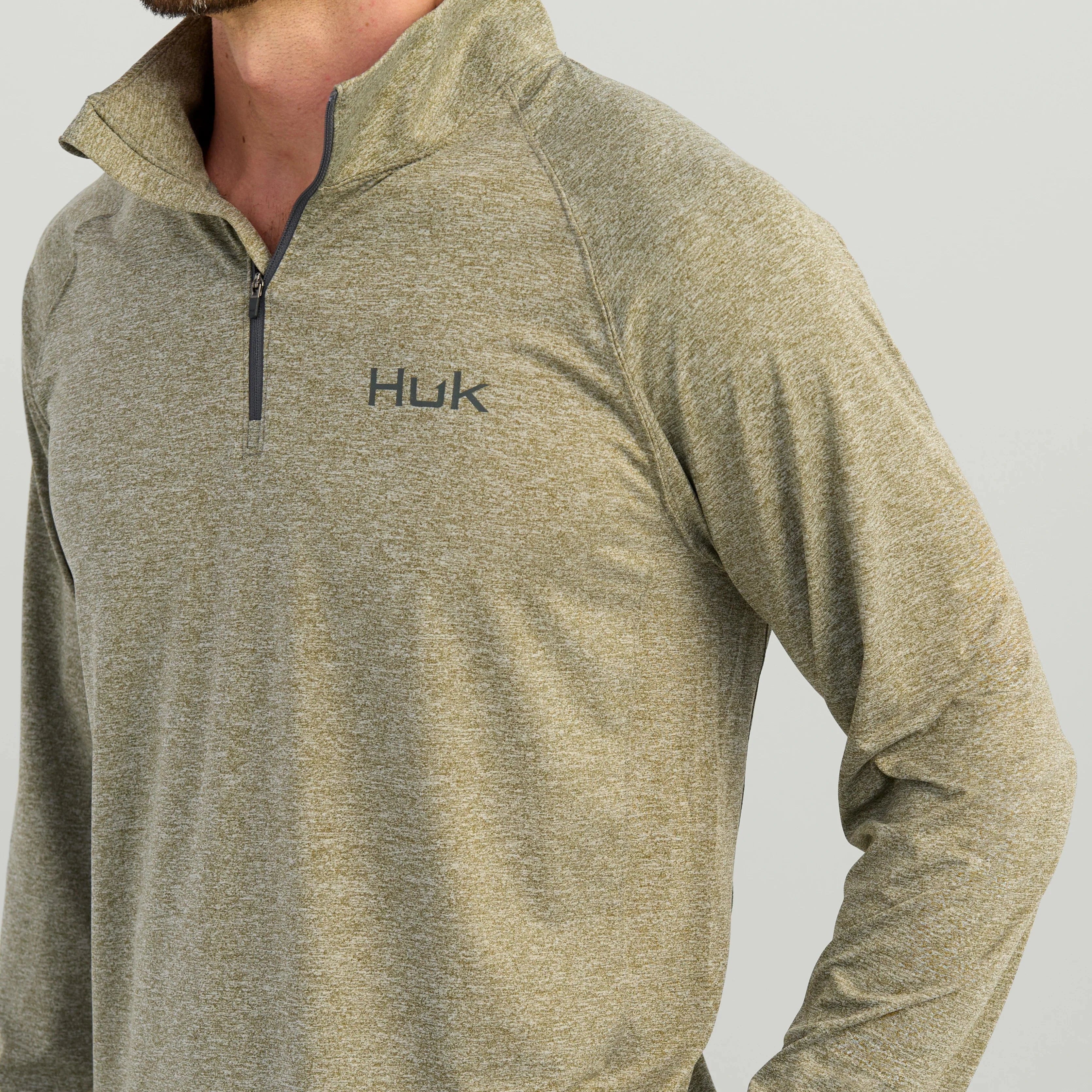 HUK Sweaters Moss Heather / S Airweight Heather 1/4 Zip