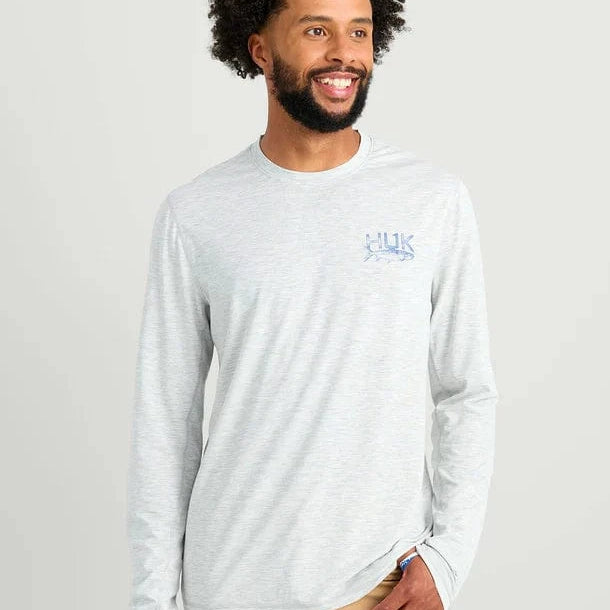 HUK T-Shirts HARBORMIST HTHR / S Drift Long Sleeve Performance Tee