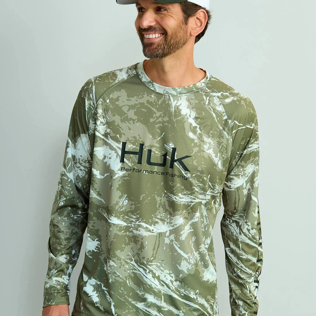 Huk T-Shirts Mossy Oak Pursuit Performance Crew - Mossy Oak Stormwater Freshwater