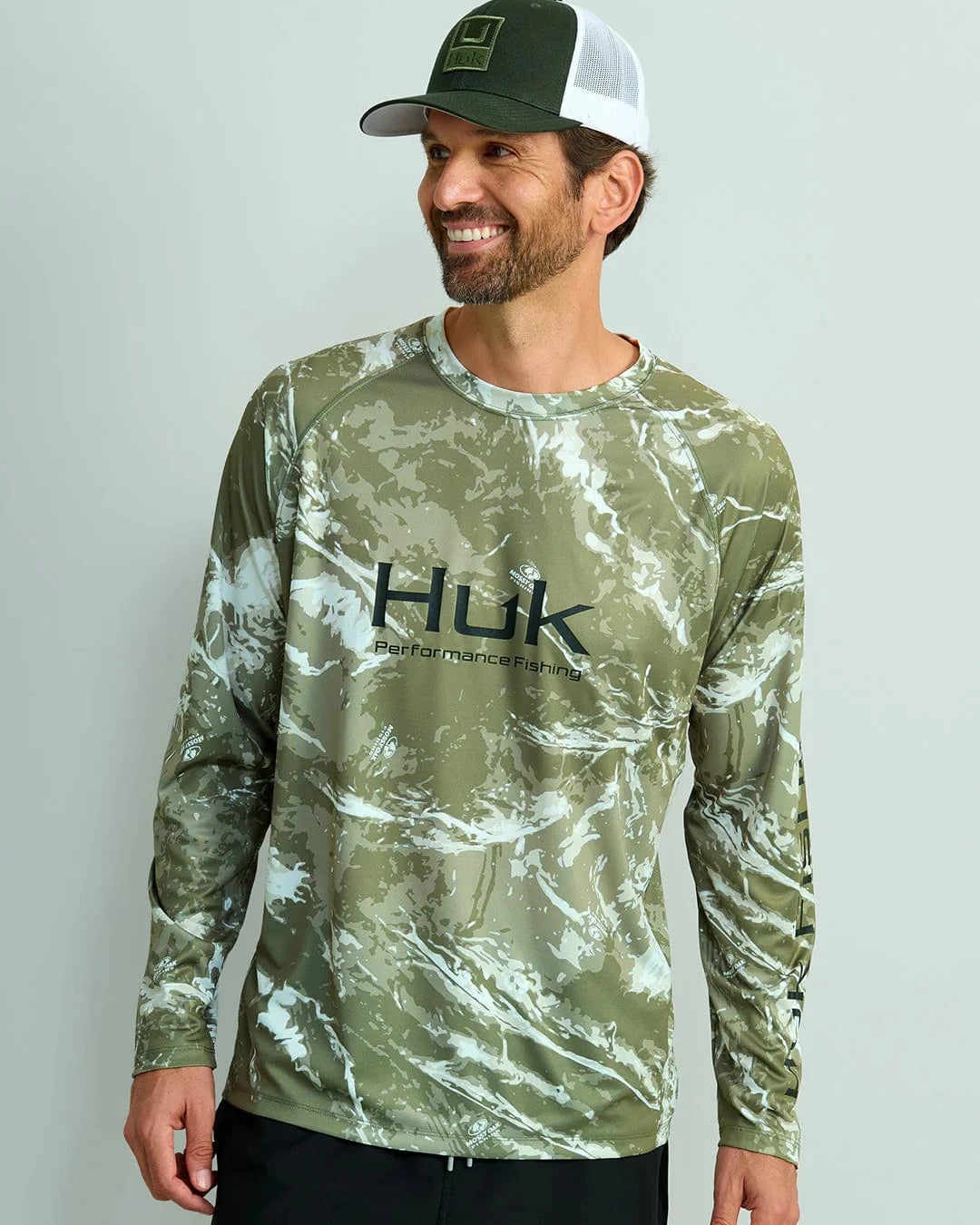 Huk T-Shirts Mossy Oak Pursuit Performance Crew - Mossy Oak Stormwater Freshwater