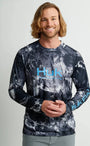 Huk T-Shirts Mossy Oak Pursuit Performance Crew - Mossy Oak Stormwater Midnight