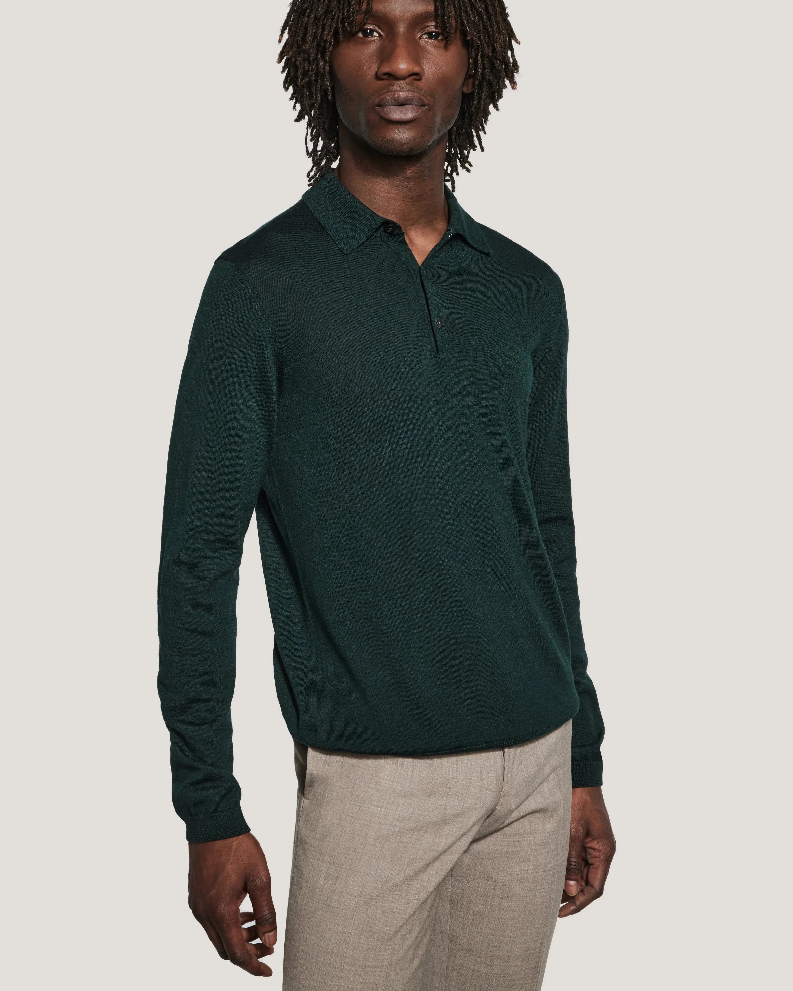 Jack Victor Limited Polos FORREST GREEN / M Long Sleeve Polo