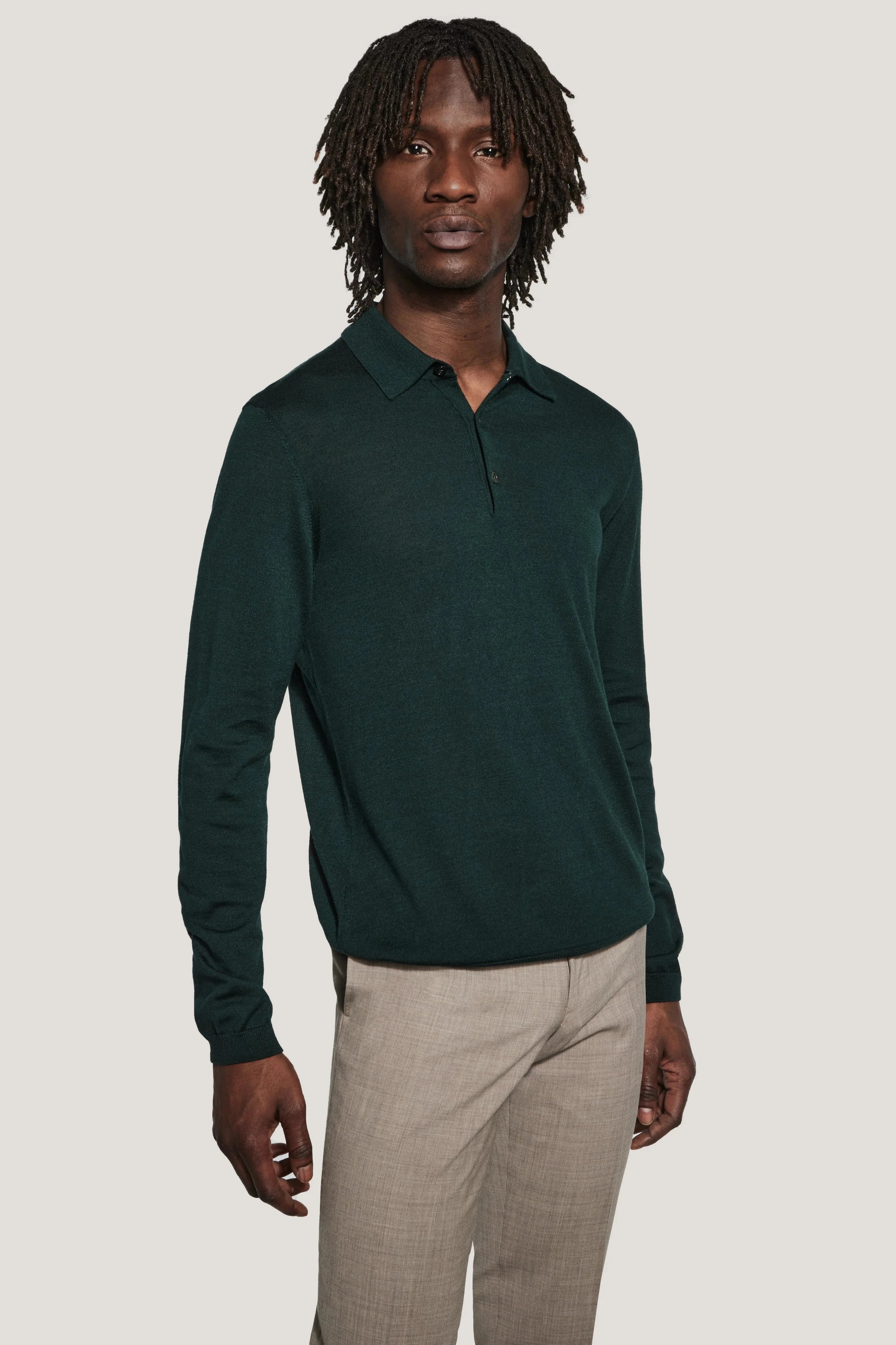 Jack Victor Limited Polos FORREST GREEN / M Long Sleeve Polo