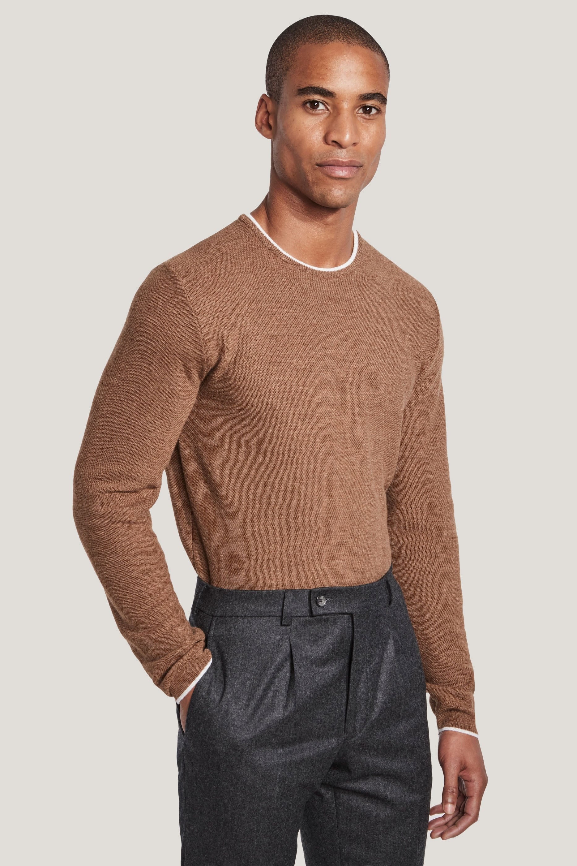 Jack Victor Limited Sweaters Camel / M Belvedere Crew Neck