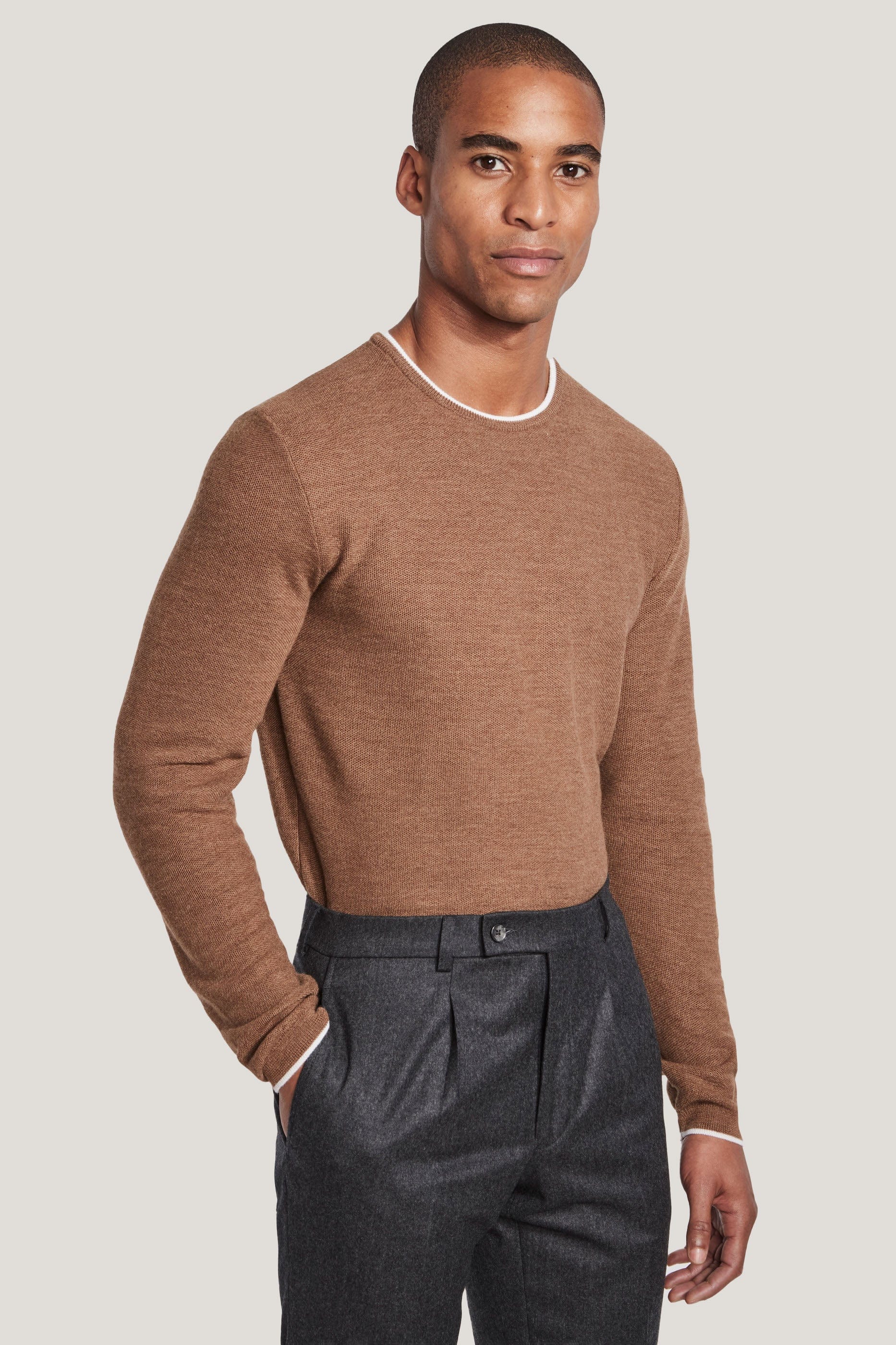 Jack Victor Limited Sweaters Camel / M Belvedere Crew Neck