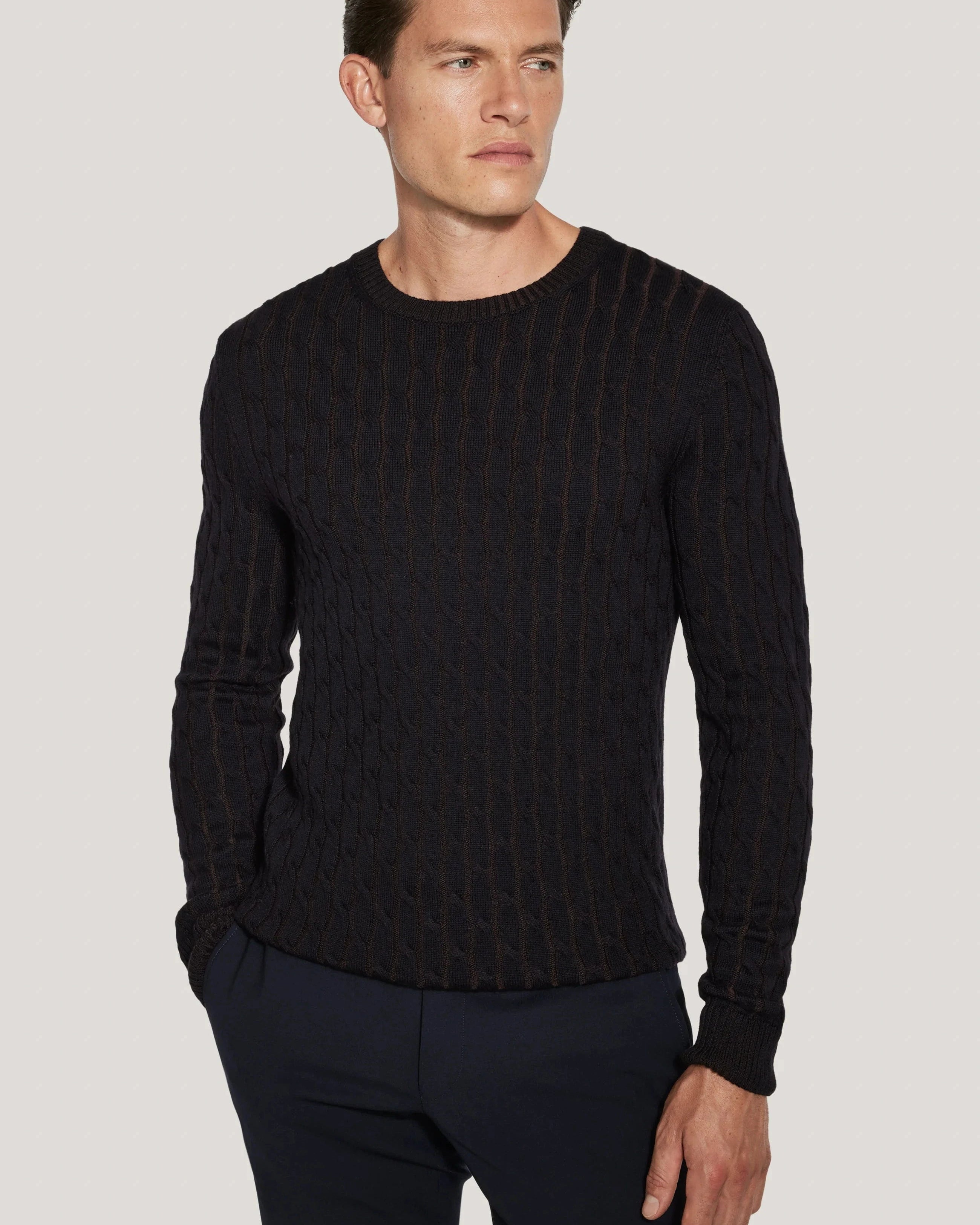 Jack Victor Limited Sweaters Navy / S Cable Crew Neck