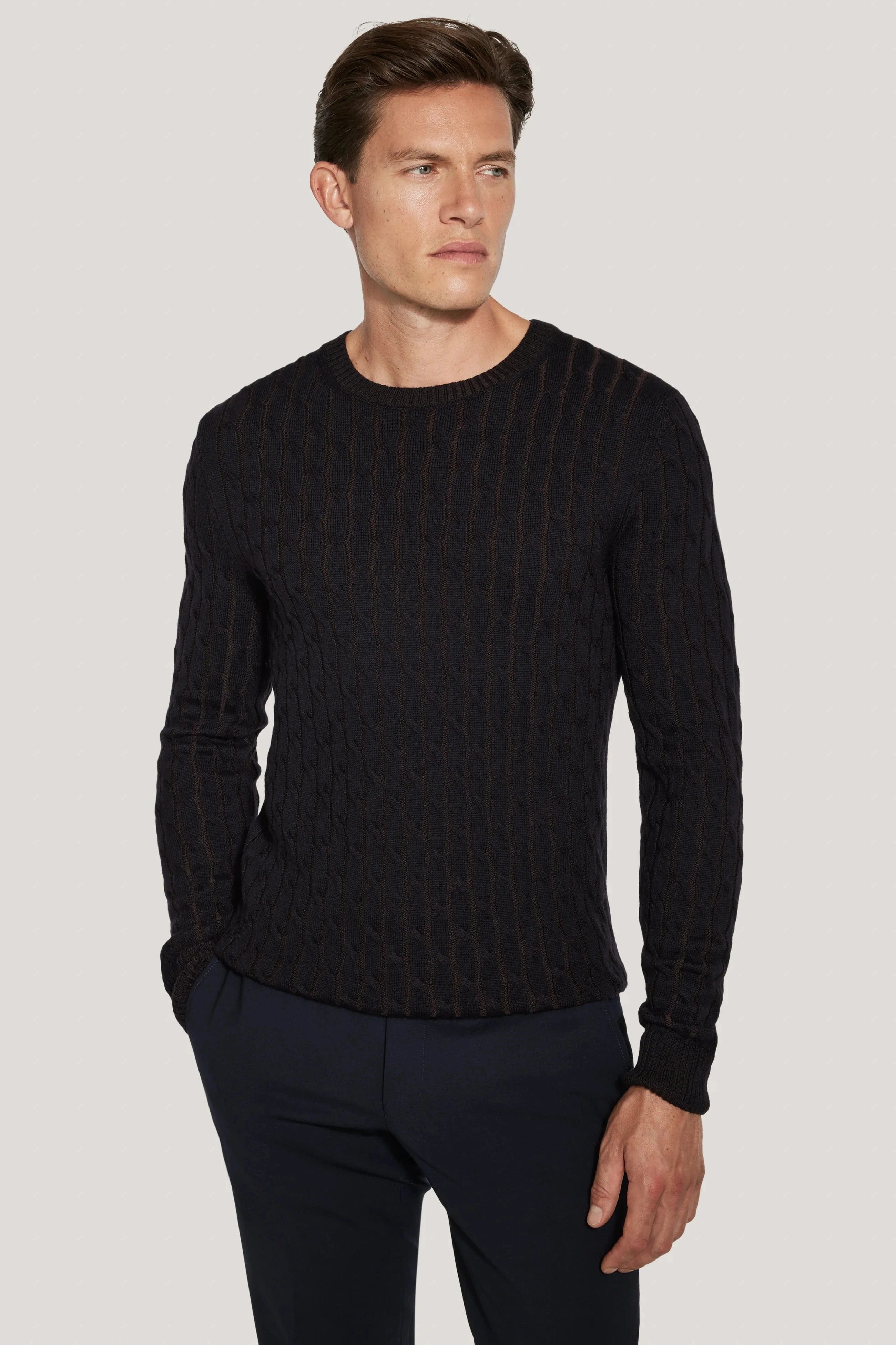 Jack Victor Limited Sweaters Navy / S Cable Crew Neck