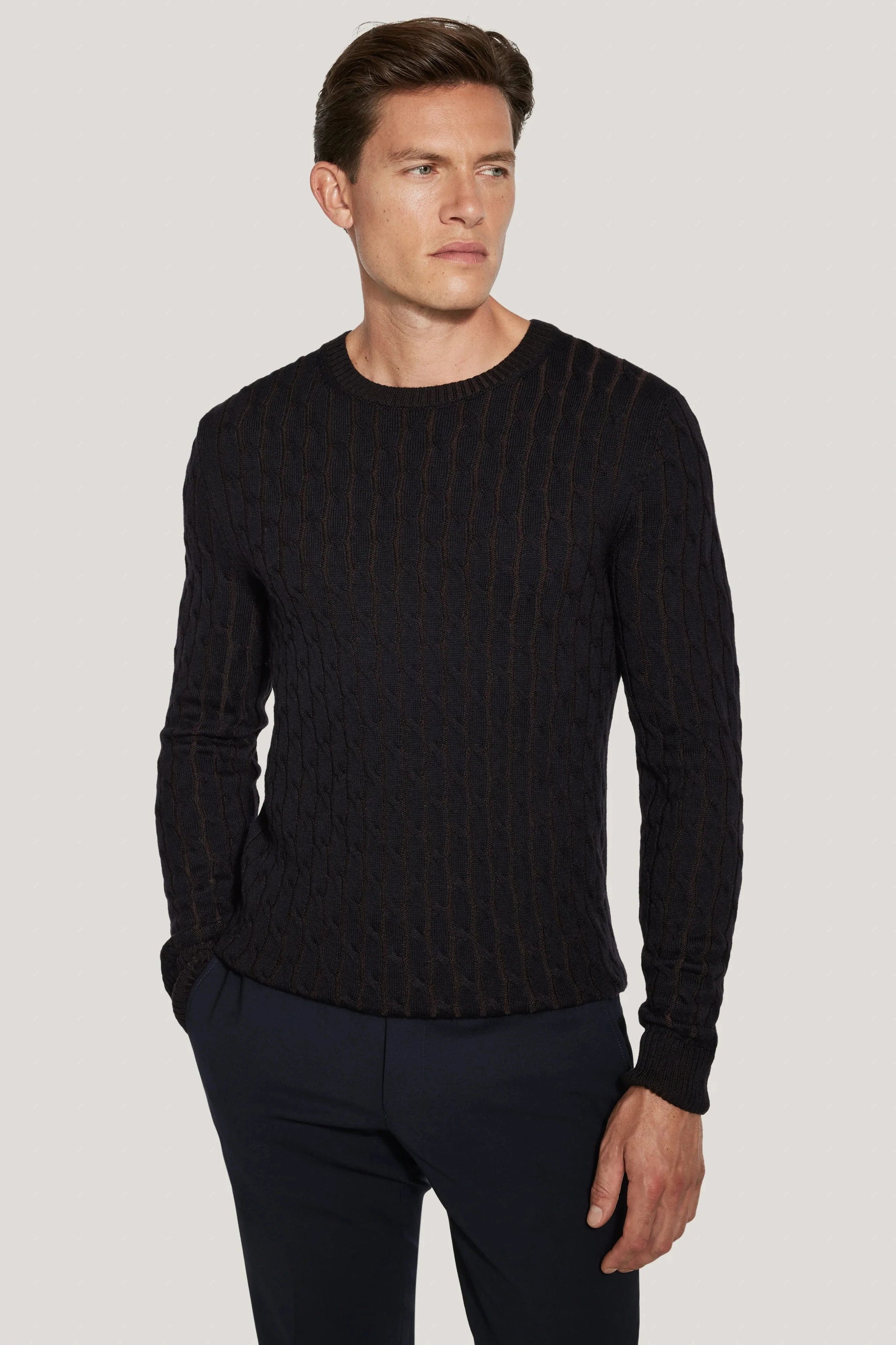 Jack Victor Limited Sweaters Navy / S Cable Crew Neck