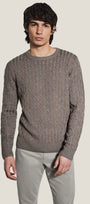 Jack Victor Limited Sweaters Taupe / S Cable Crew Neck