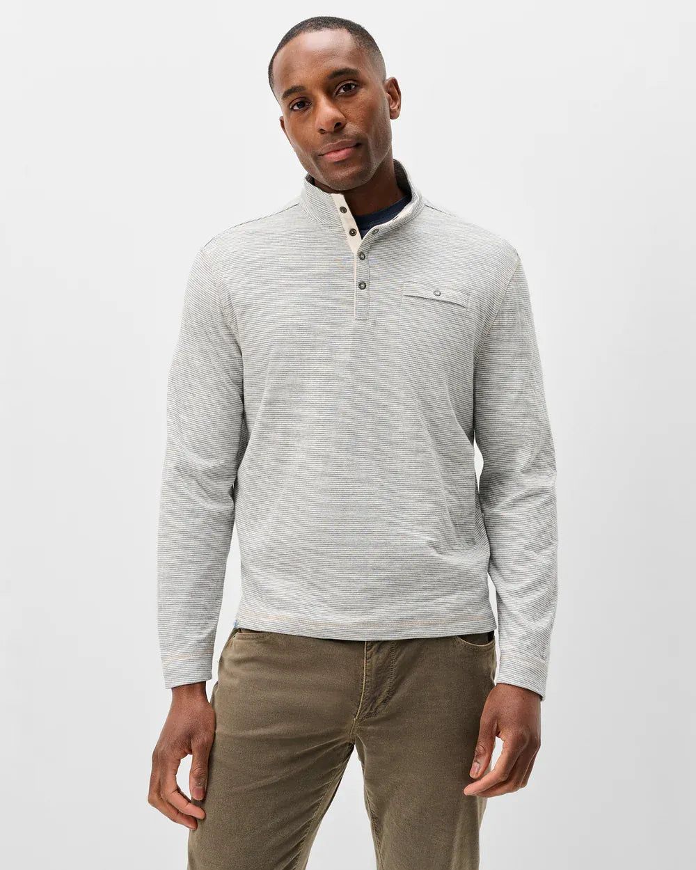 Johnnie-O 1/4 Zip Cove Striped Cotton Henley