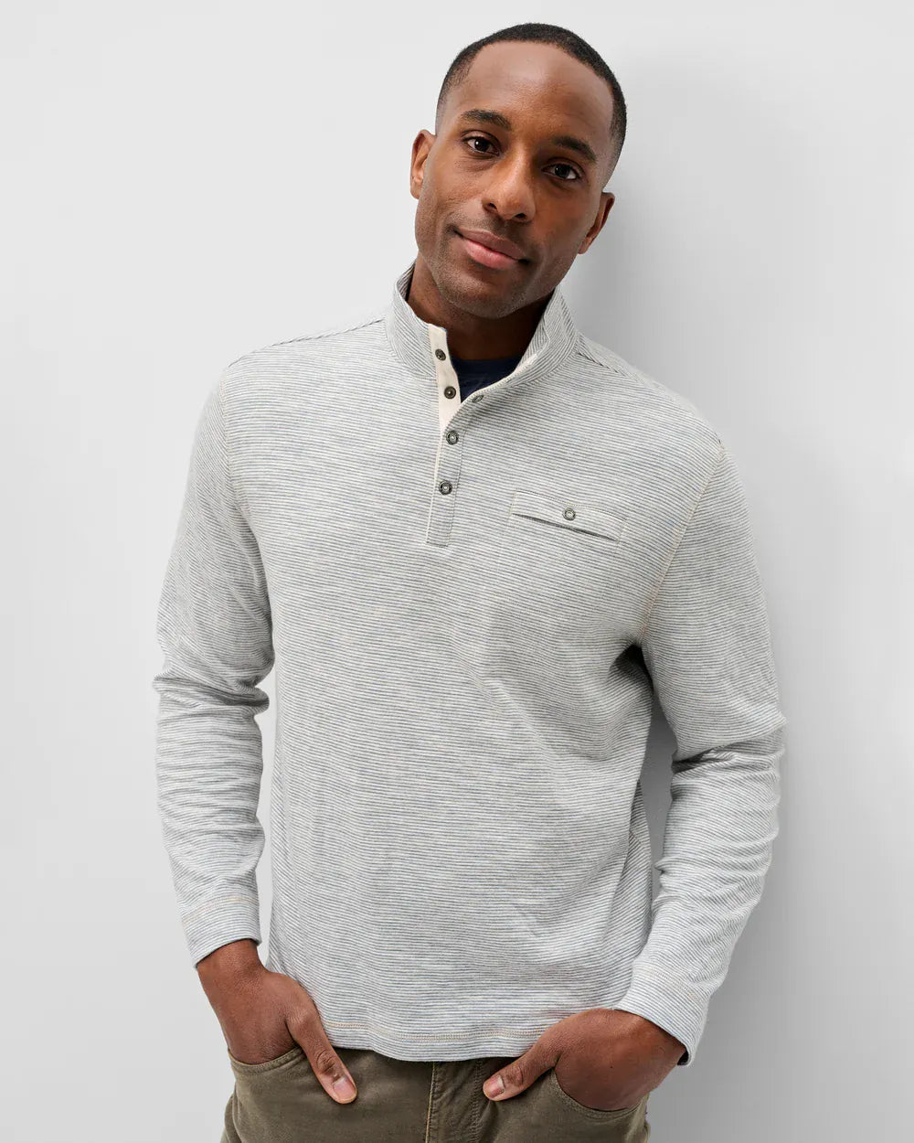 Johnnie-O 1/4 Zip Cove Striped Cotton Henley