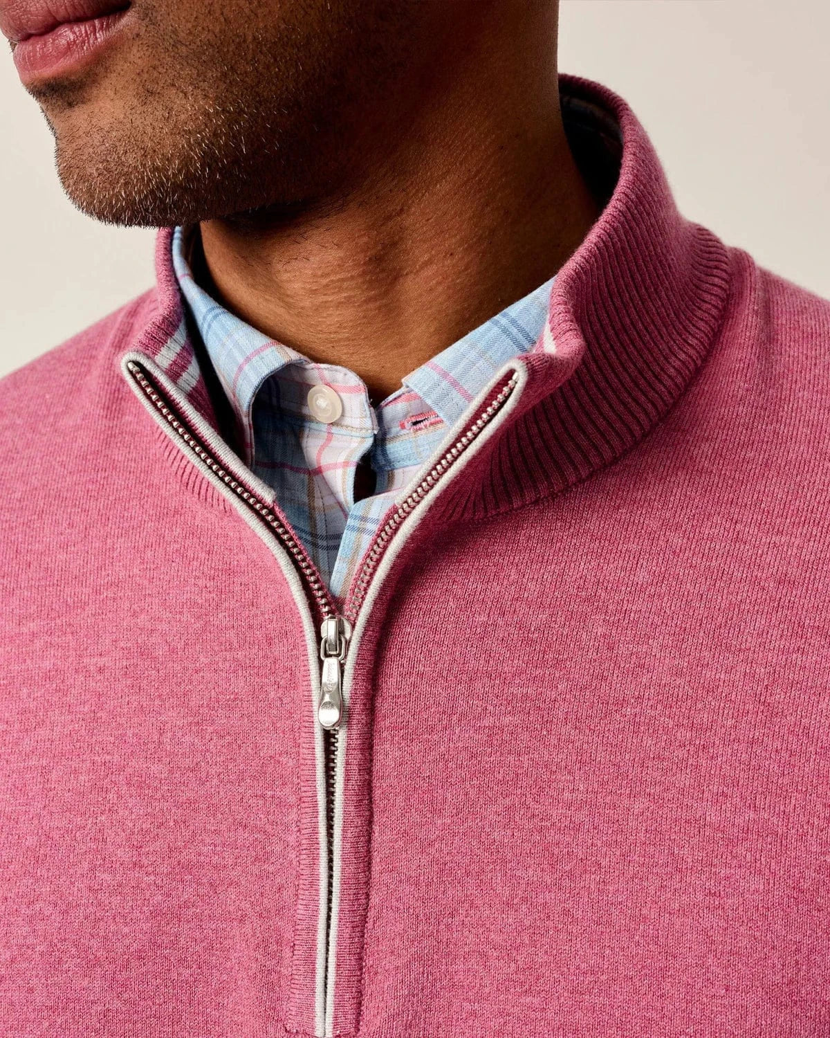 Johnnie-O 1/4 Zip Desmond Plaited Cotton Blend 1/4 Zip Sweater