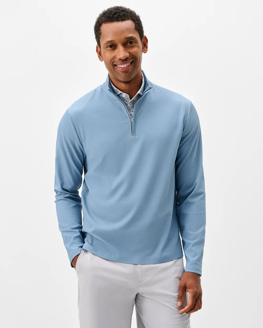 Johnnie-O 1/4 Zip Hoppin Ribbed Knit Performance 1/4 Zip Pullover