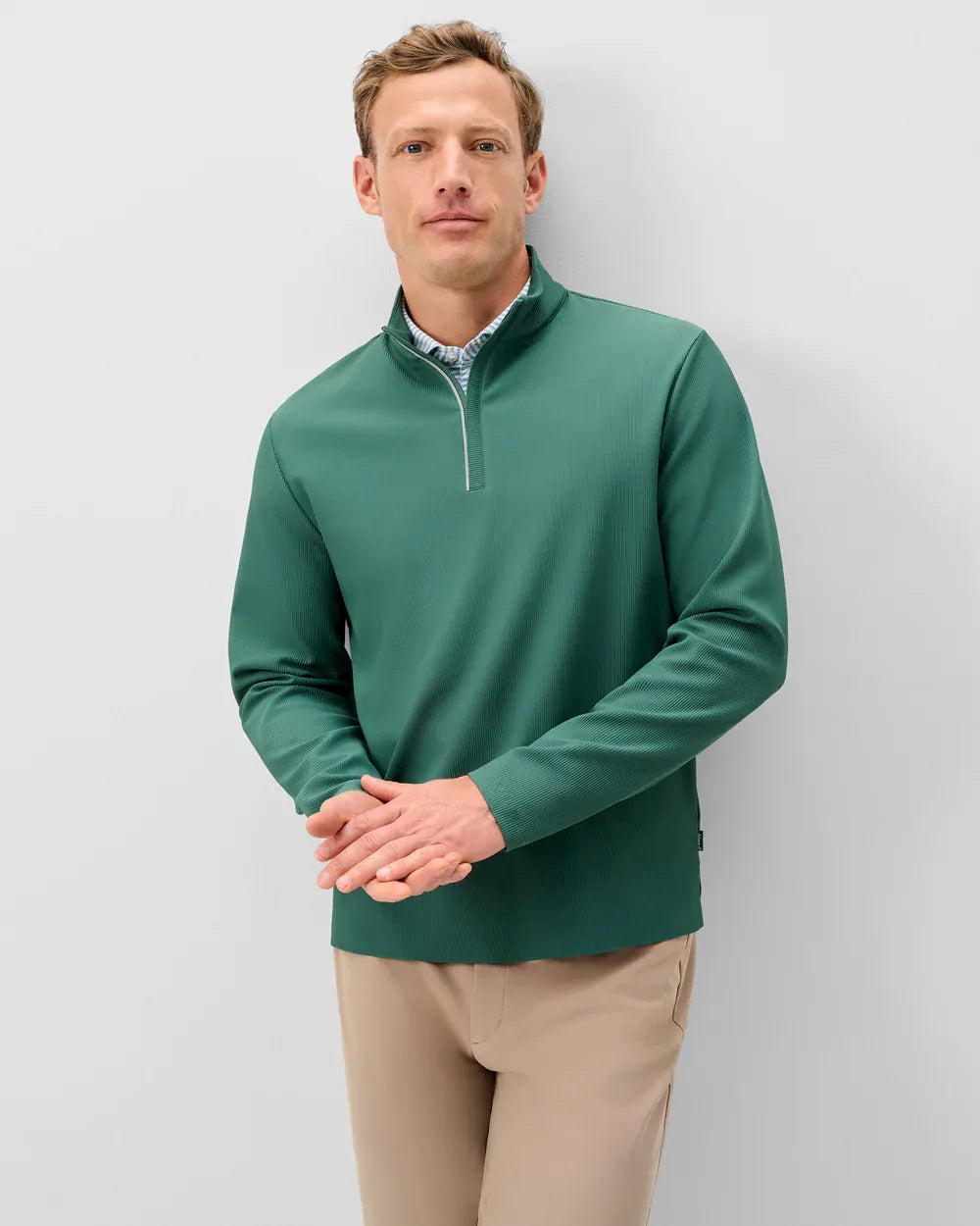 Johnnie-O 1/4 Zip Hoppin Ribbed Knit Performance 1/4 Zip Pullover