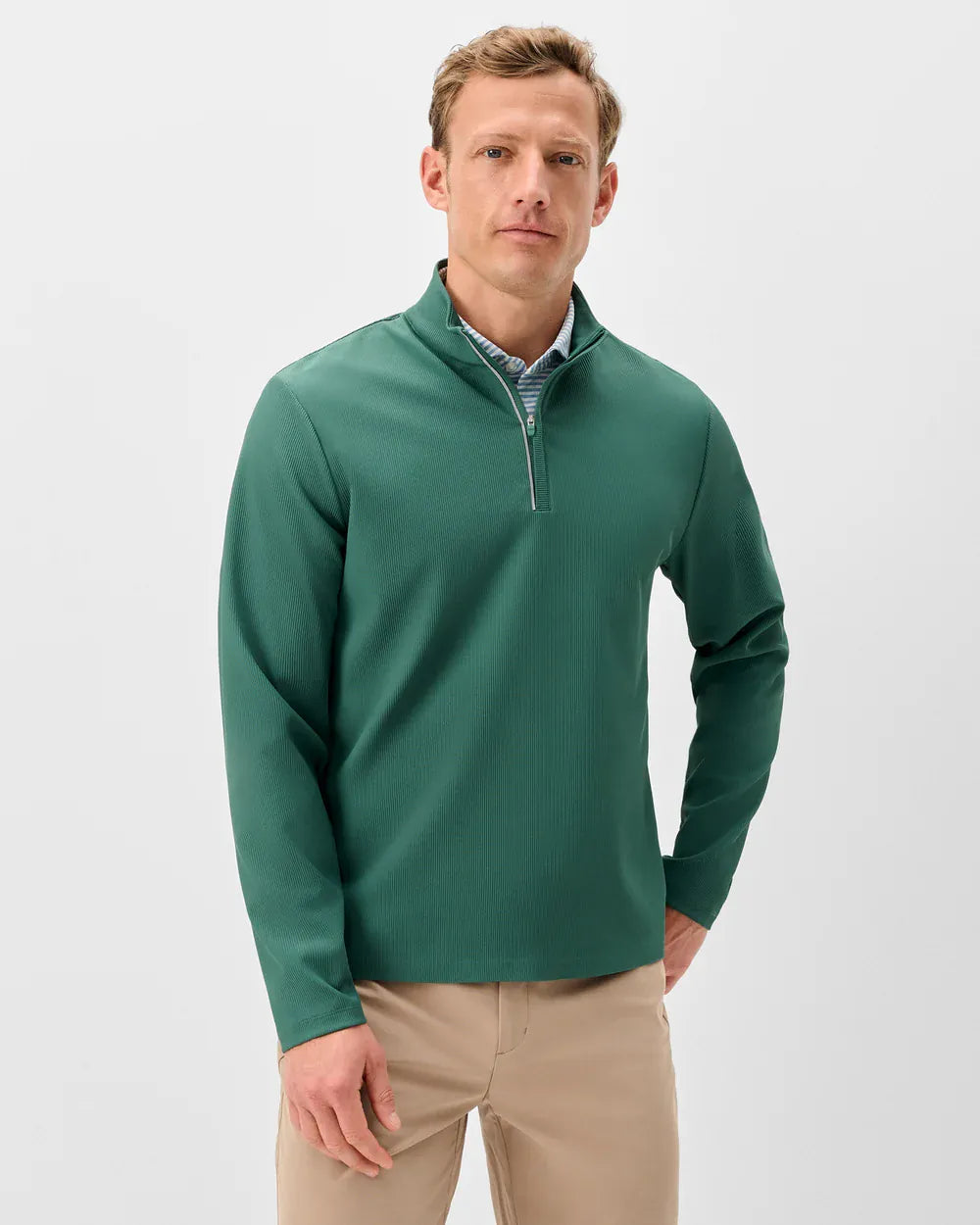 Johnnie-O 1/4 Zip Hoppin Ribbed Knit Performance 1/4 Zip Pullover