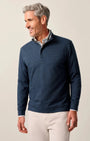 Johnnie-O 1/4 Zip Navy / S Rubin Herringbone Cotton Cashmere 1/4 Zip Pullover