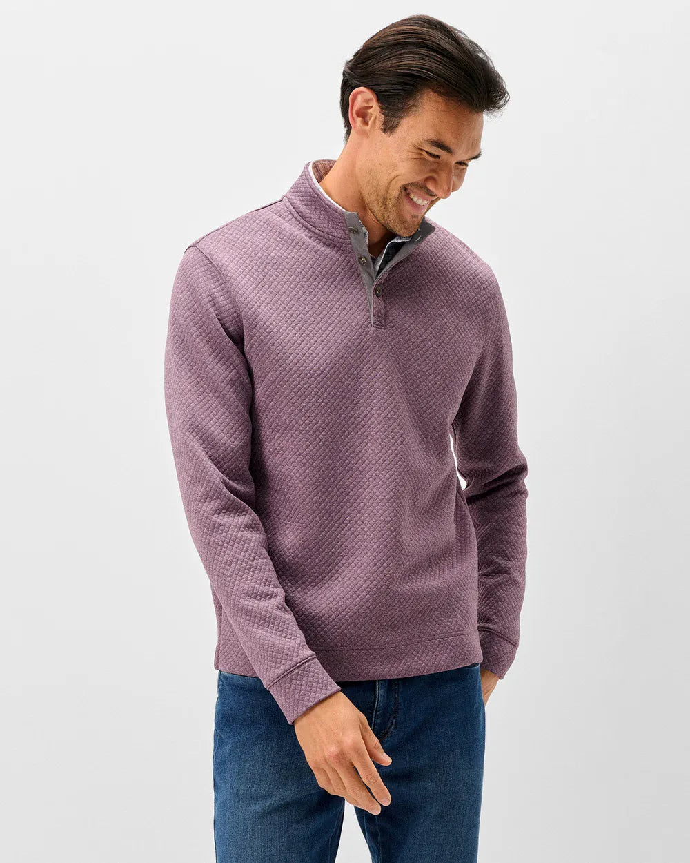 Johnnie-O 1/4 Zip Rockwells Diamond-Quilted Henley Pullover