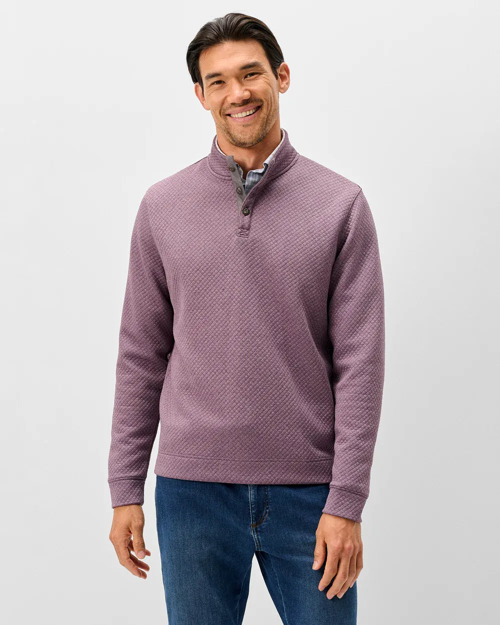 Johnnie-O 1/4 Zip Rockwells Diamond-Quilted Henley Pullover