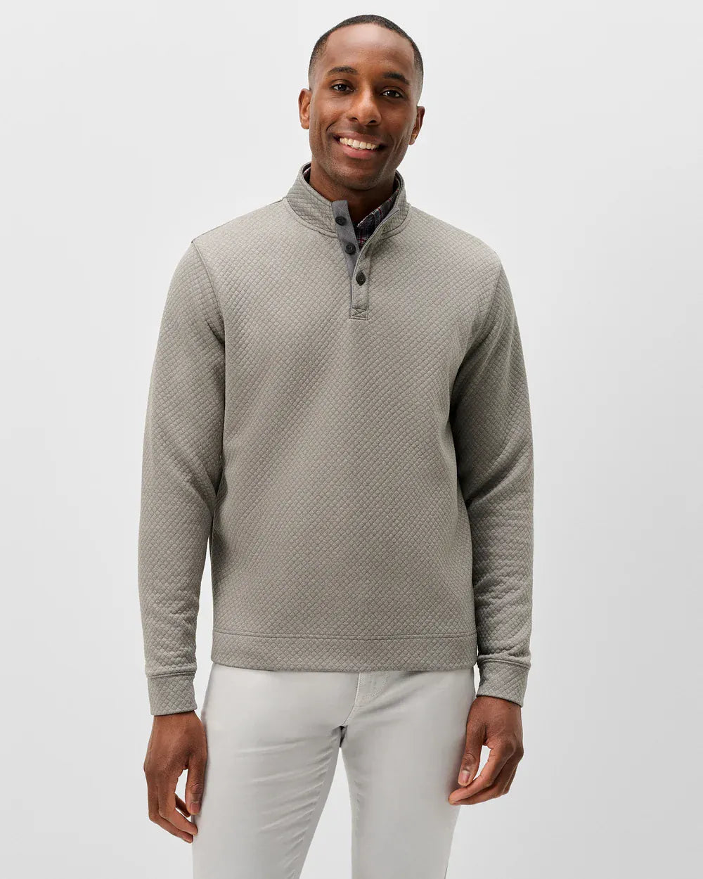 Johnnie-O 1/4 Zip Rockwells Diamond-Quilted Henley Pullover